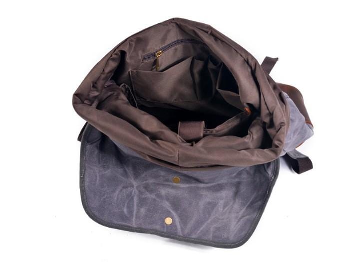 Durable Leather & Canvas Rucksack Backpack - Waterproof Travel Hiking Daypack for Men & Women - Perfect for Outdoor Adventures, Commuting & School