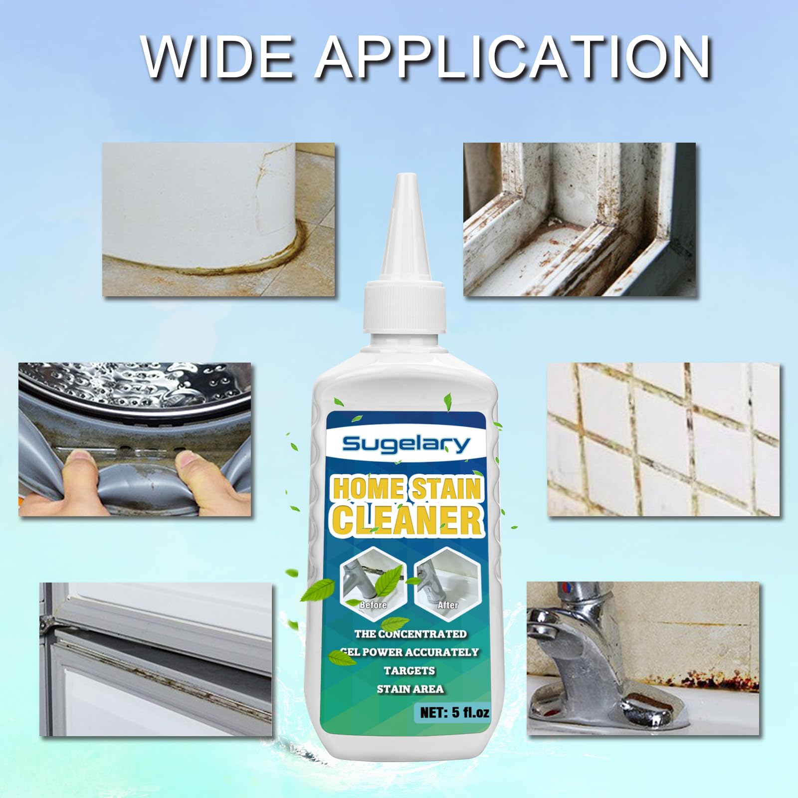 Sugelary Home Remover Gel - Powerful Household Cleaning Solution for Washing Machines, Refrigerators, Sinks & Showers | Removes Stains from Grout, Seals & Surfaces | Ideal for Kitchen, Bathroom & Home Maintenance (1 Pack)