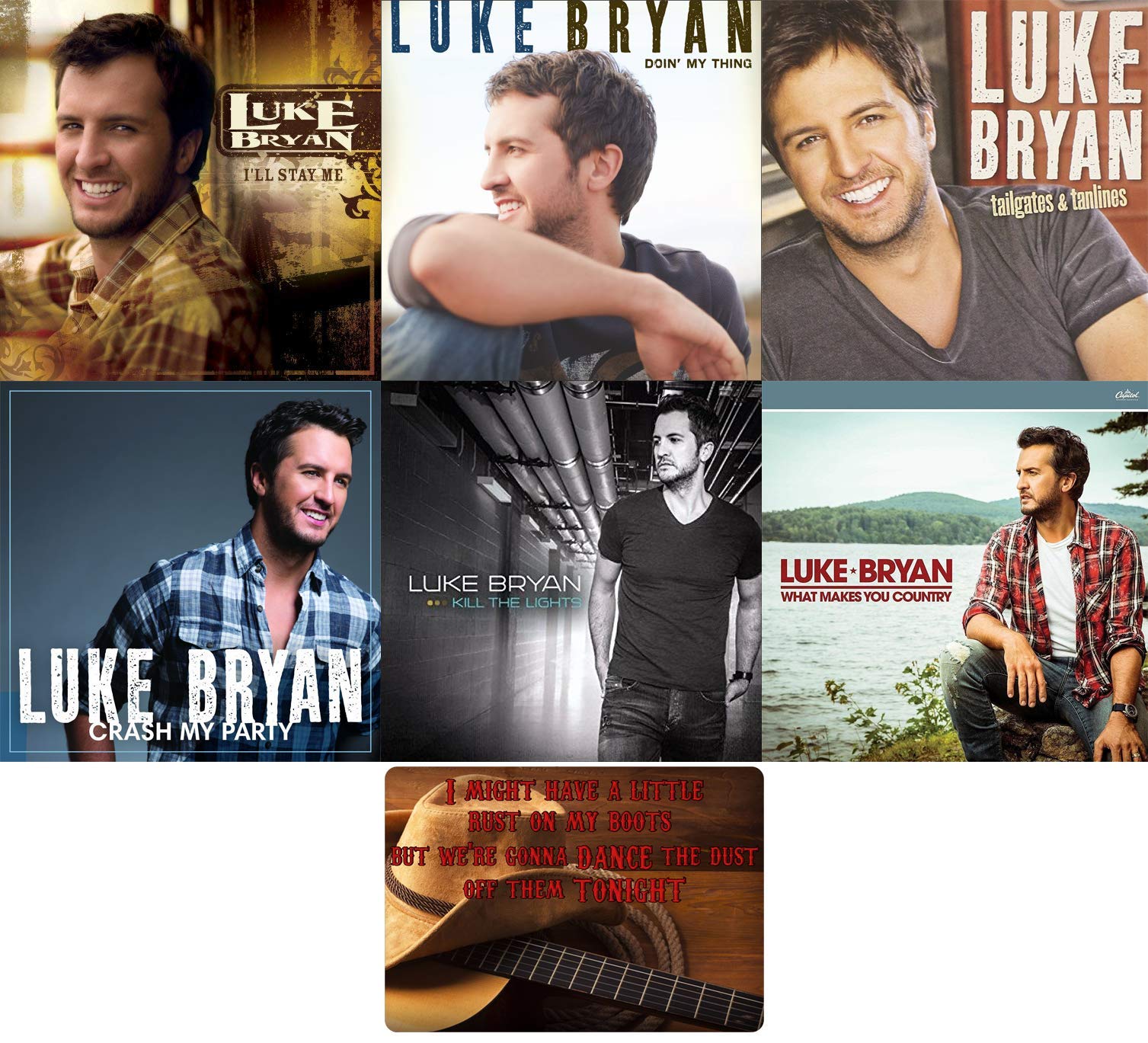 Luke Bryan Complete Studio Album Collection - Crash My Party, Tailgates & Tanlines, Kill the Lights & More (6 Exclusive Art Cards Included) | Perfect for Country Music Fans & Collectors | Great for Home Listening, Gifts & Fan Displays
