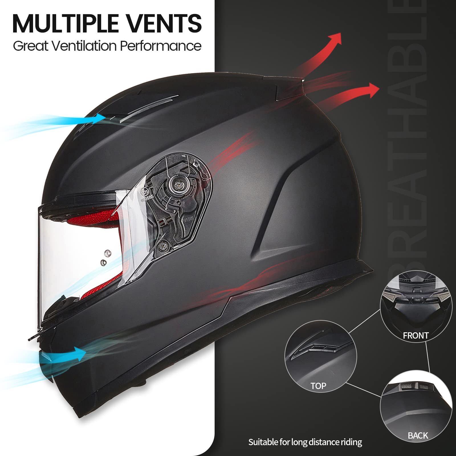 ILM Full Face Snowmobile & Motorcycle Helmet for Men & Women - DOT Approved Dual Sport Helmet with Pinlock Anti-Fog Shield (Model 817) - Perfect for Winter Riding, Off-Road Adventures & Street Motorcycling