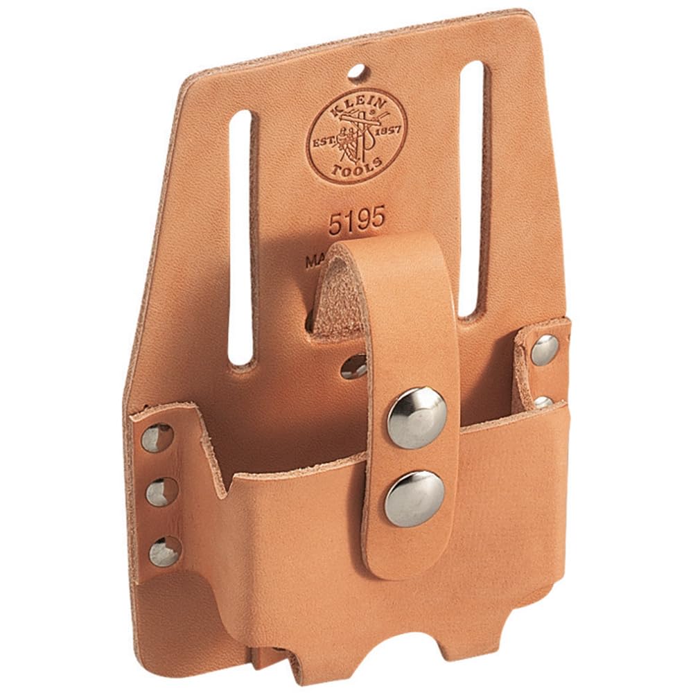 Klein Tools 5195 Leather Tape Measure Holder - Medium Size | Durable Belt Clip for Construction Workers & Electricians | Perfect for Job Sites & DIY Projects