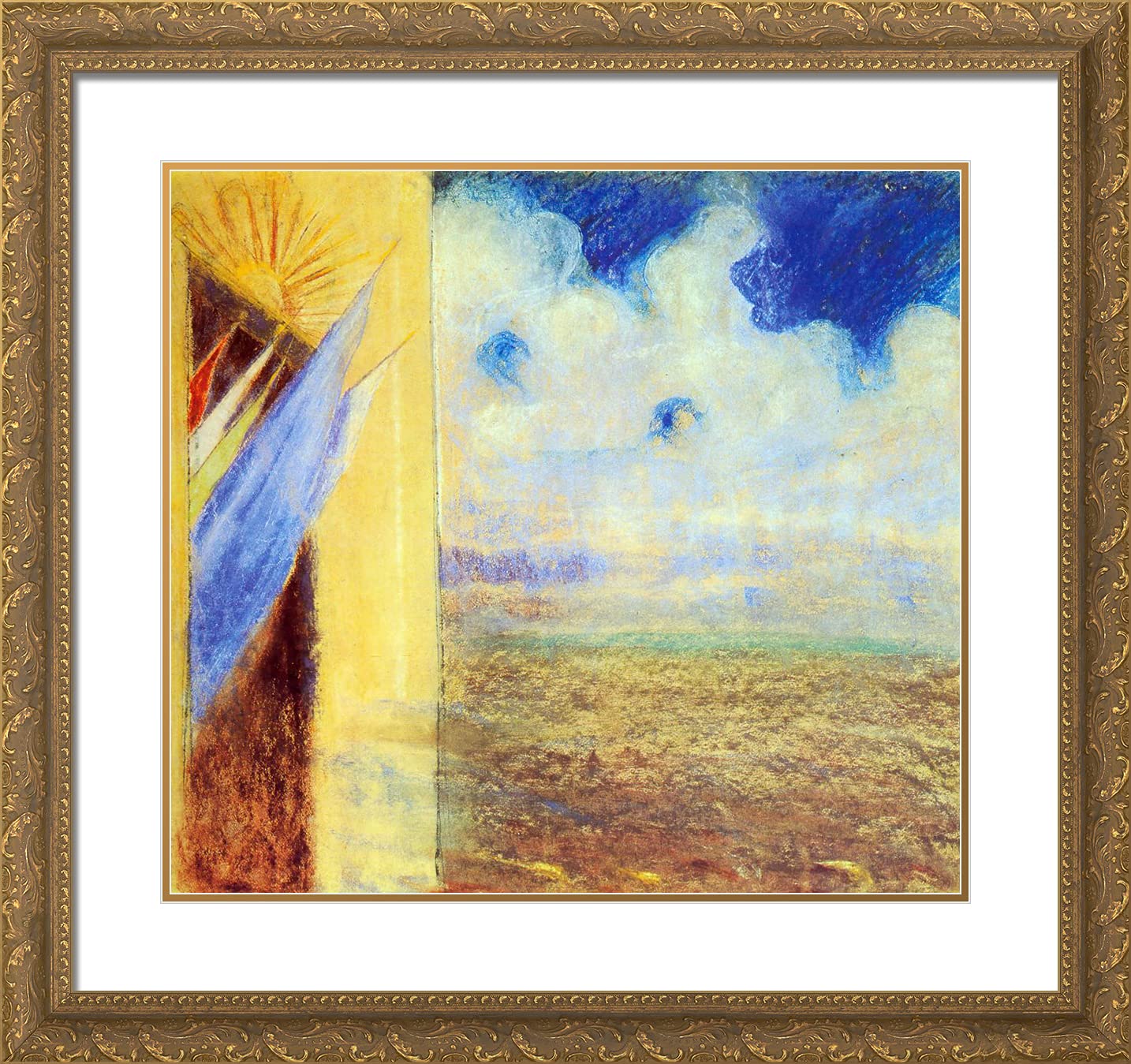 Premium 21x20 Gold Ornate Framed Art Print - Mikalojus Ciurlionis 'Flags' with Double Matting | Wall Decor for Living Room, Office & Gallery Display