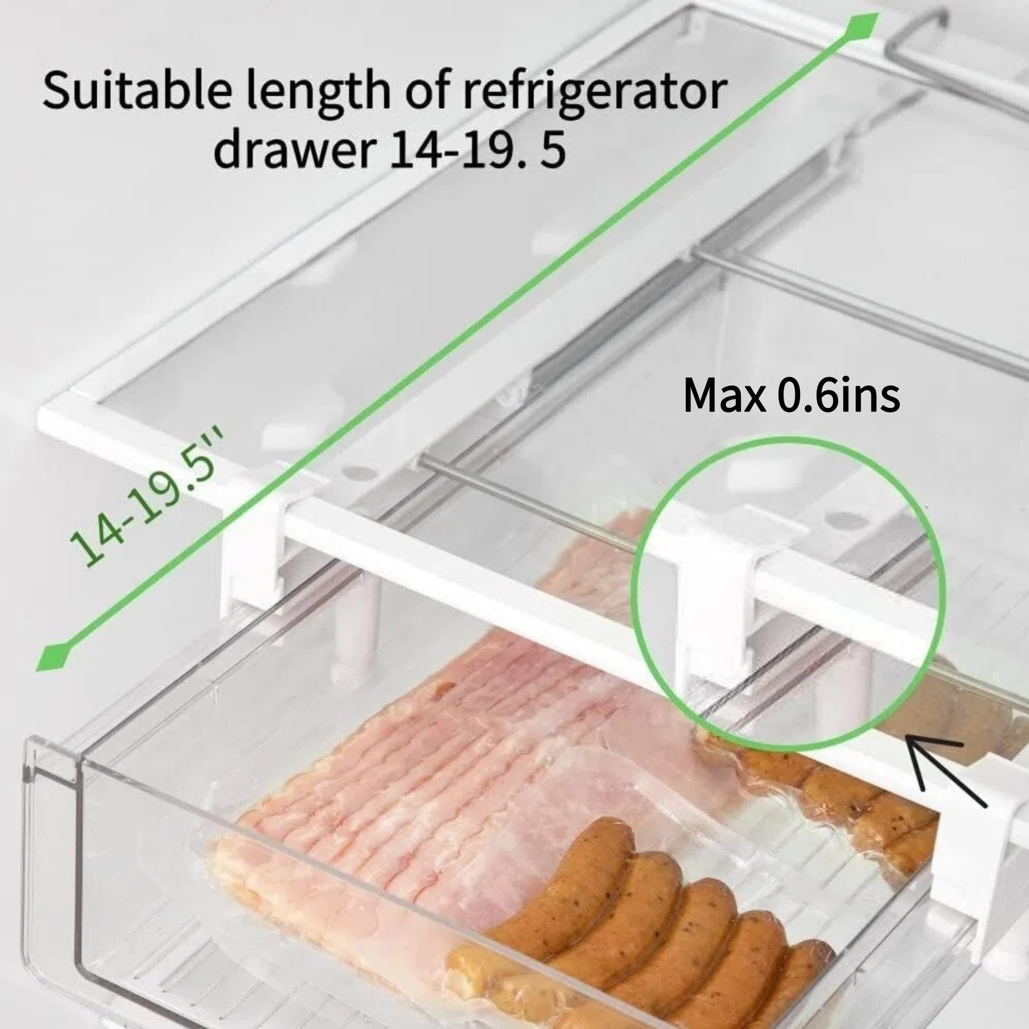 Clear Plastic Refrigerator Organizer Bins with Handles - Pull Out Fridge Drawer for Cheese, Deli Meat, Drinks, Fruits & Vegetables - Heavy Duty Under Shelf Storage - Perfect for Kitchen Organization & Food Preservation