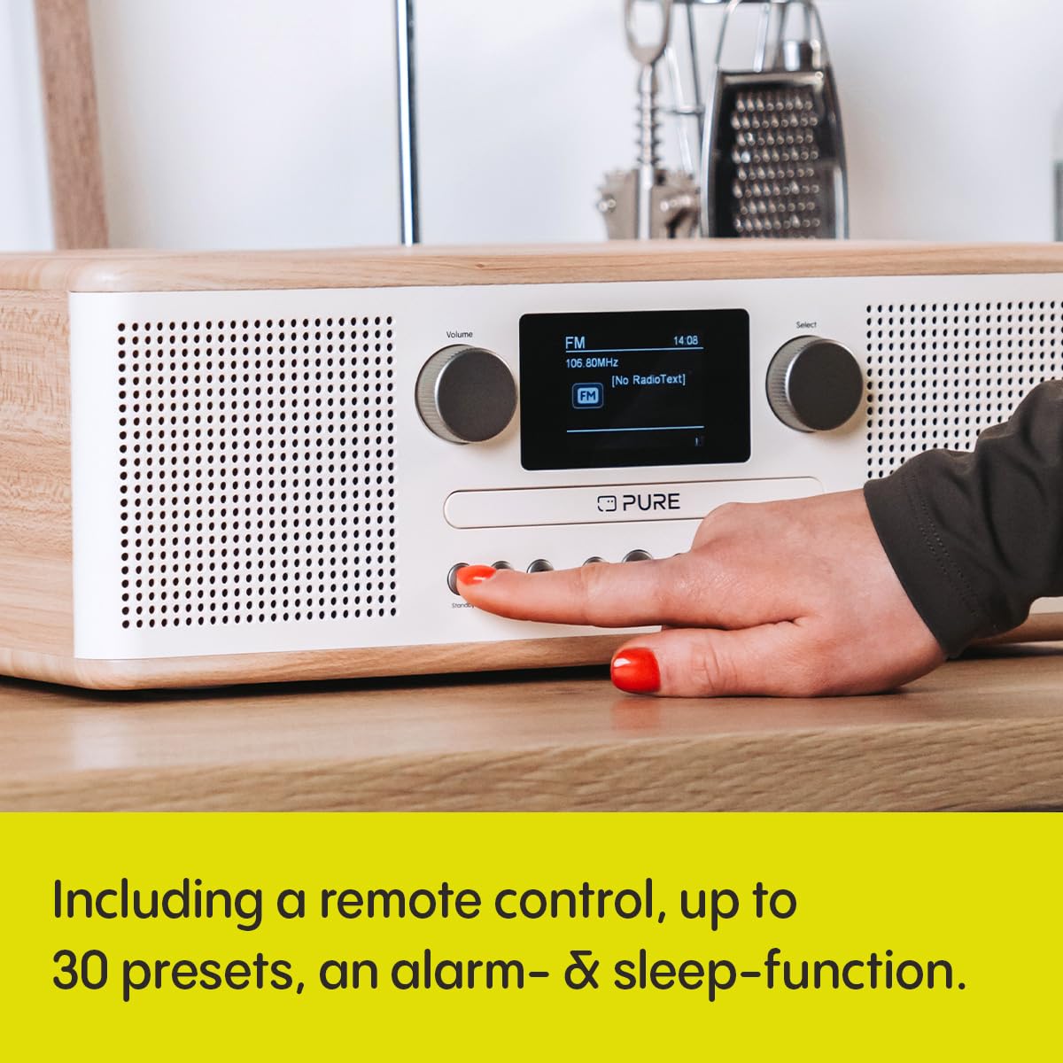 Pure Classic C-D6 Music System - CD Player with DAB+/FM Radio, Bluetooth, AUX & USB Connectivity, Alarm & Sleep Timer in Cotton White/Oak - Perfect for Home, Office & Bedroom Entertainment