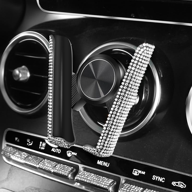 SUNCARACCL Bling Car Phone Holder - 360° Adjustable Crystal Auto Car Mount for Dashboard, Windshield & Air Vent (White) | Perfect for Hands-Free Navigation, Music & Calls While Driving