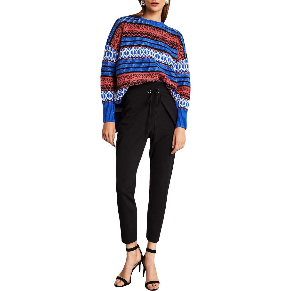 BCBG Max Azria Women's High-Waist Skinny Pants with Wrap Detail - Black Size M | Stretch Comfort Fit for Work, Office & Night Out