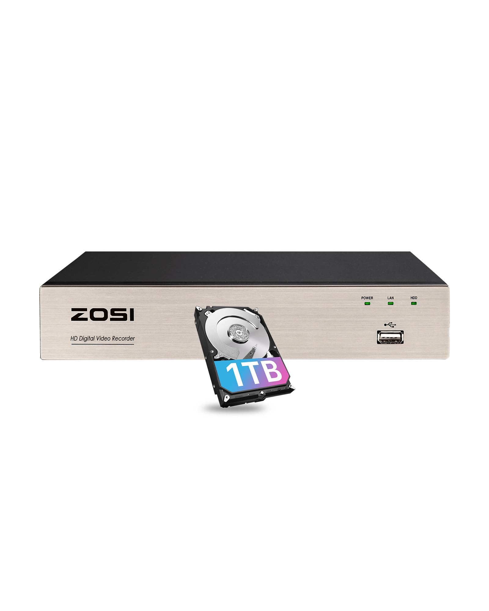 ZOSI H.265+ 3K Lite 8 Channel CCTV DVR with 1TB Hard Drive - Motion Detection & Alert Push - 8CH 1080P Hybrid 4-in-1 Analog (TVI/AHD/CVI/CVBS) Security DVR Recorder for 720P, 960H, 1080P Cameras - Home & Business Surveillance System