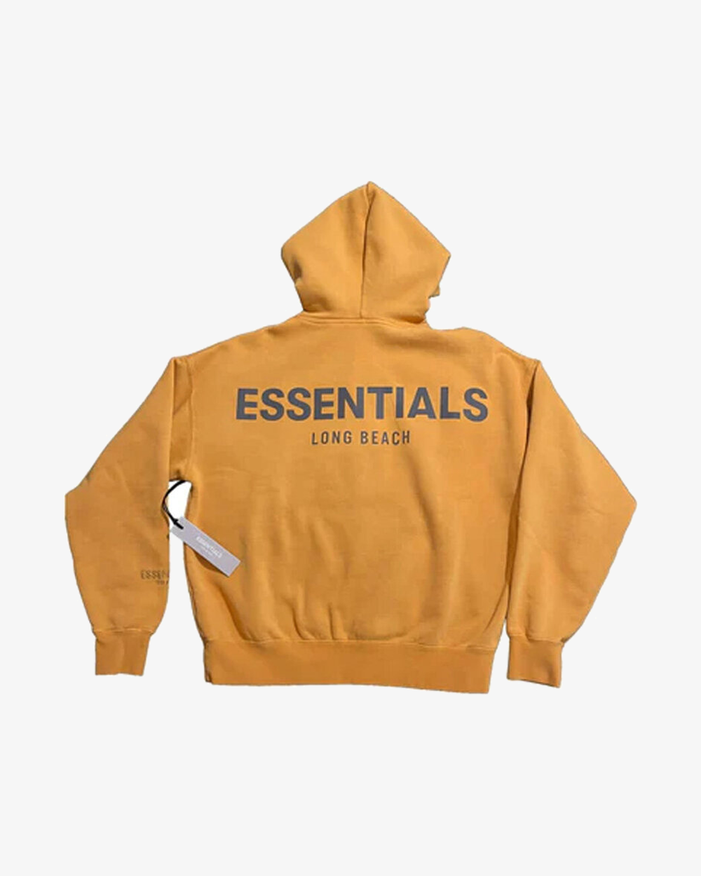 FOG Essentials Long Beach Exclusive Gold Reflective Hoodie - Men's Streetwear Pullover for Urban Fashion & Night Outfits (New 2023 Collection)