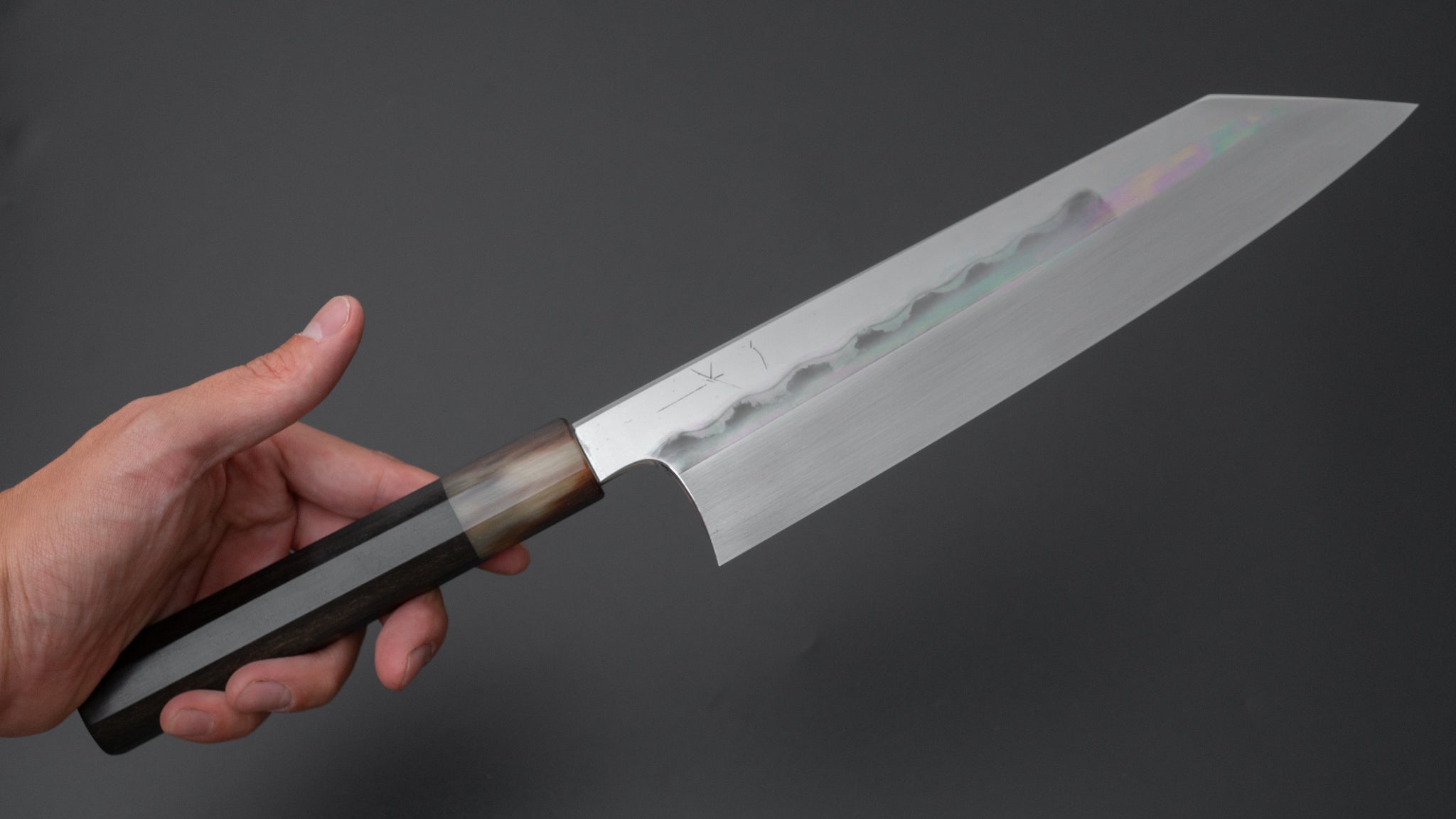 Hitohira Togashi White #1 Notaremon Mizu Honyaki Kiritsuke Gyuto 240mm Japanese Chef Knife with Taihei Ebony Handle (#075) - Premium Sushi & Sashimi Knife for Professional Chefs & Home Cooking
