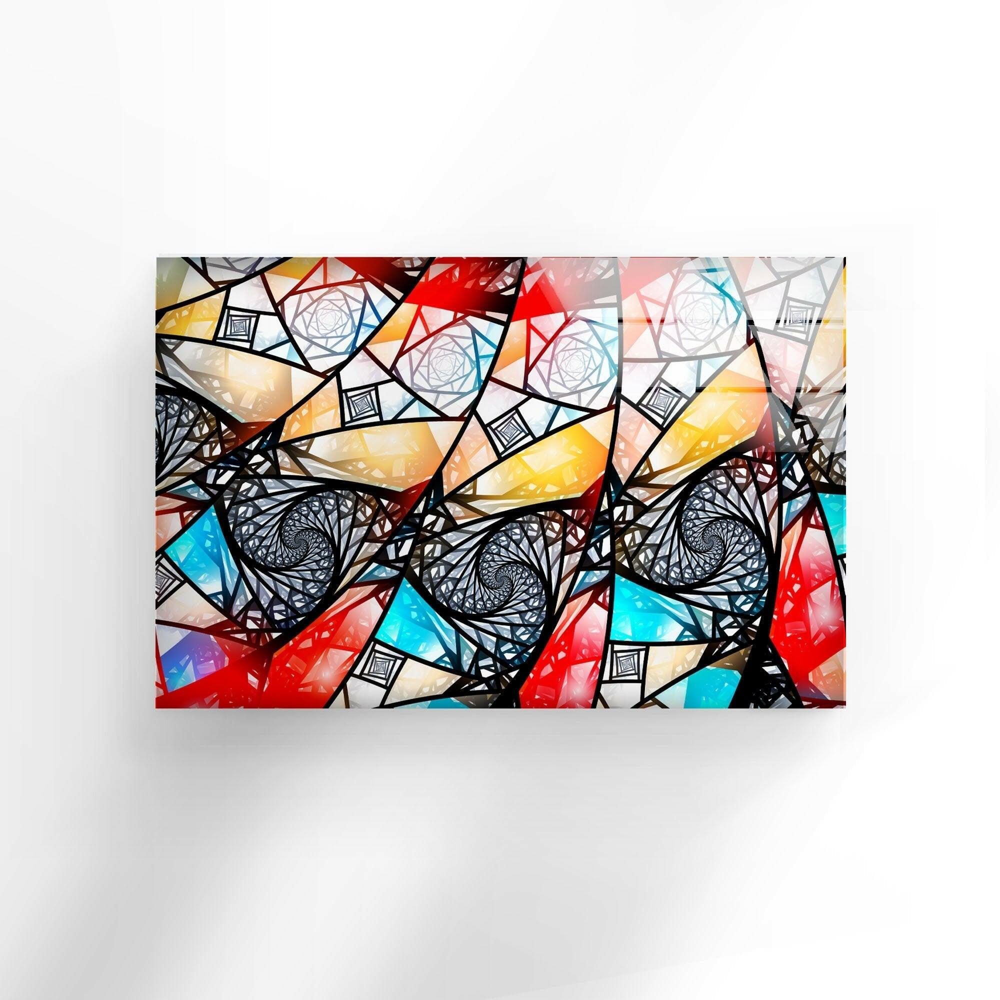 Handmade Asymmetric Mosaic Glass Wall Art - Modern Abstract Home Decor for Living Room, Bedroom & Office