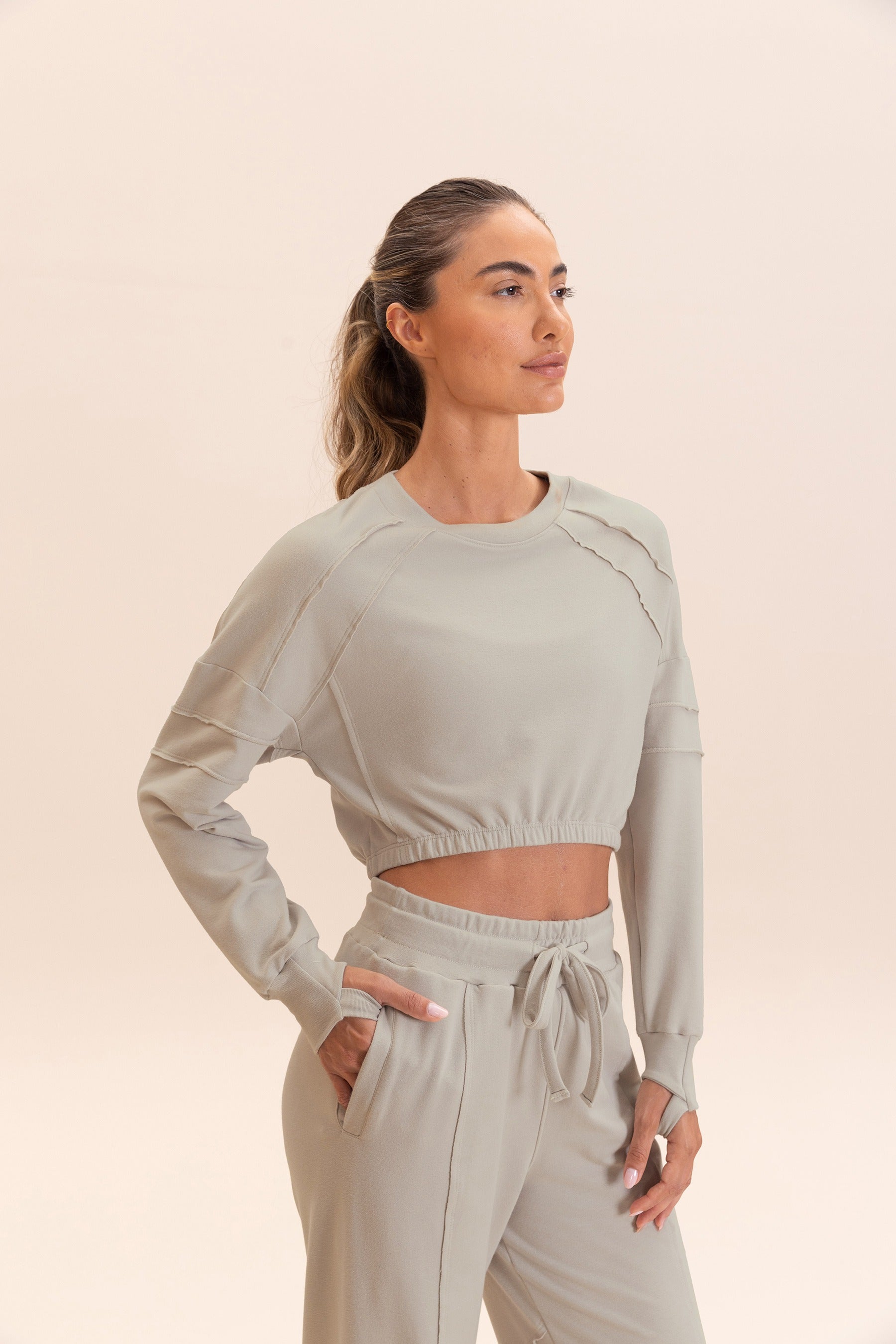 Cropped Cut Jog Sweatshirt for Women - Soft Comfortable Oversized Pullover Hoodie for Casual Wear, Gym, and Lounge
