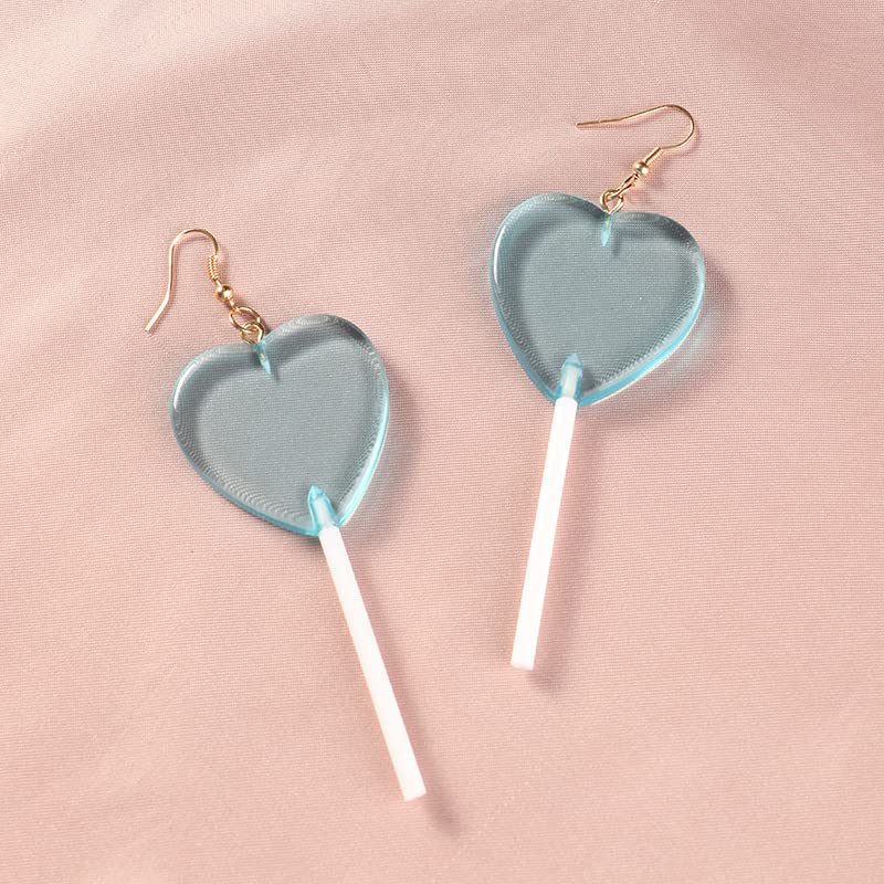 Sweet Lollipop Candy Drop Earrings for Women - Cute Resin Heart Dangle Earrings, 80s 90s Retro Style Valentine's Day Gift - Perfect for Parties, Cosplay & Everyday Fashion Accessories