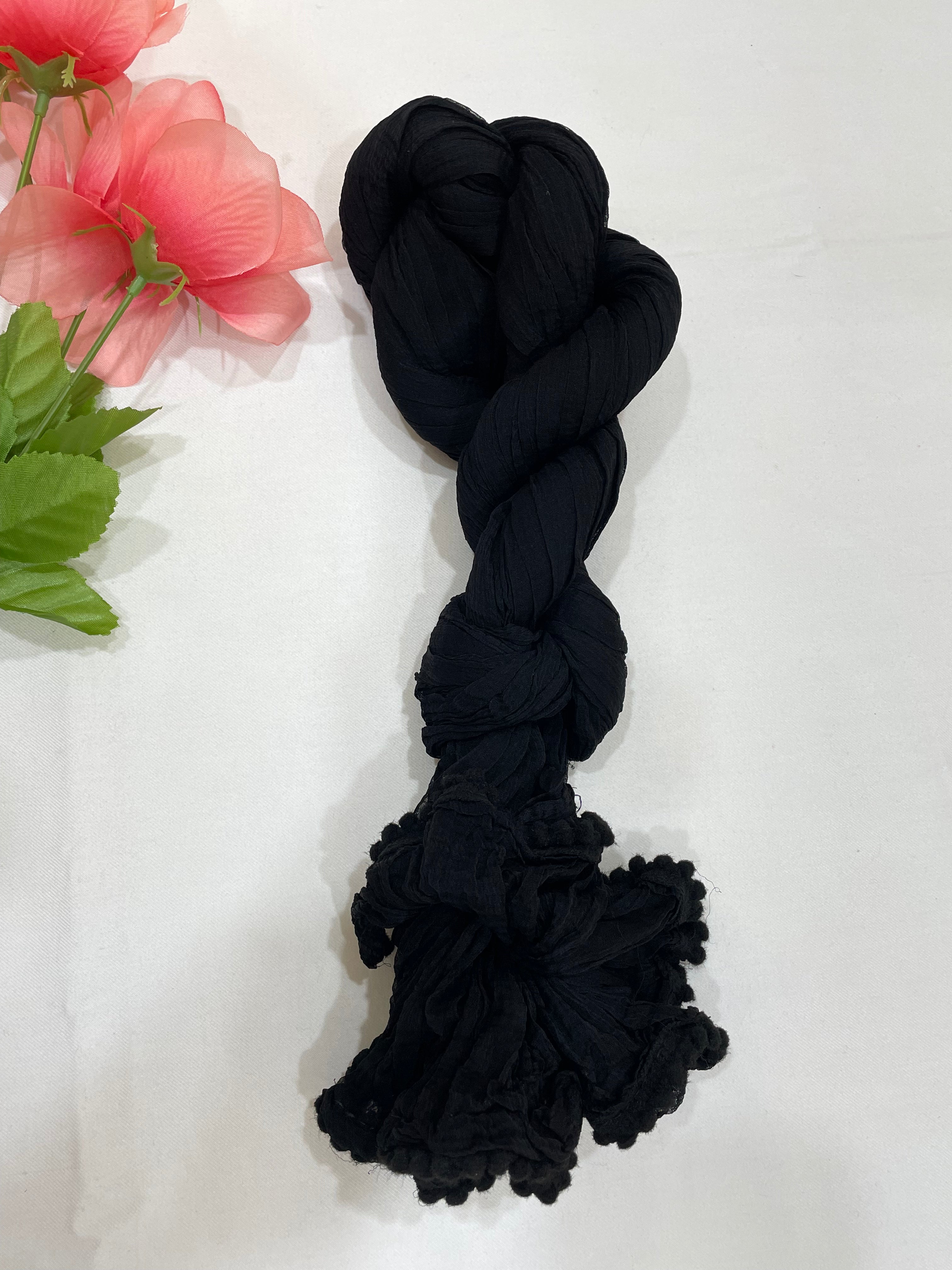 Elegant Black Chiffon Dupatta Scarf - Lightweight & Versatile Shawl for Women - Perfect for Weddings, Parties, and Special Occasions