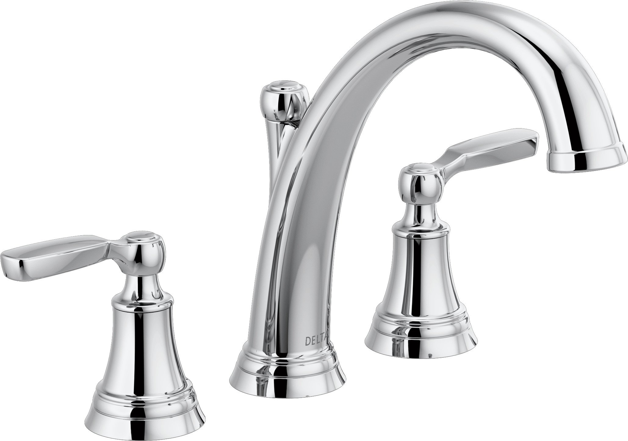 Delta Faucet Woodhurst Roman Tub Faucet T2732 - Classic Chrome Bathtub Faucet with Handles - Bathroom Fixture for Freestanding Tubs (Valve Sold Separately) - Perfect for Luxury Bathrooms & Spa Retreats
