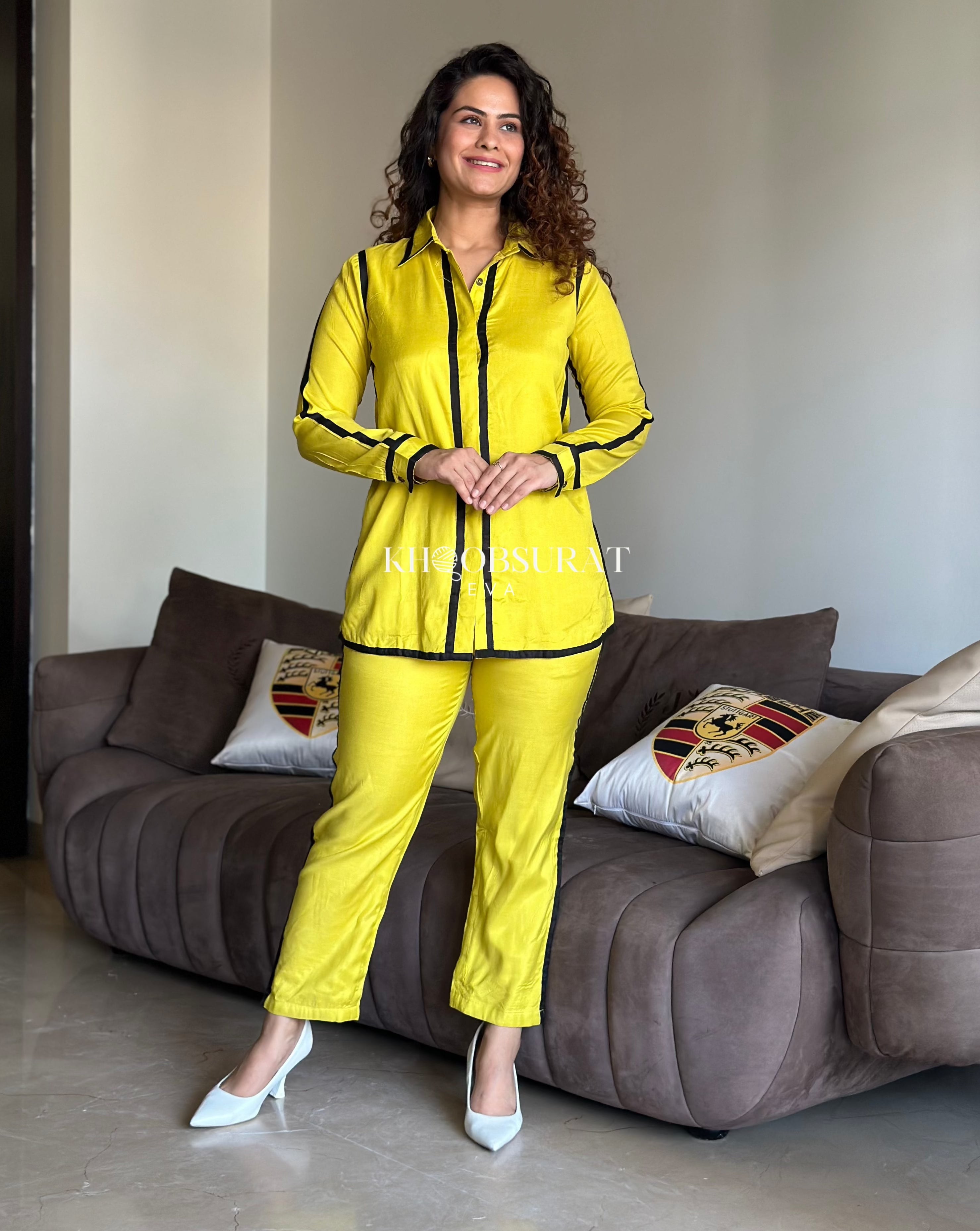 Stylish Mango Melody Yellow Co-Ord Set for Women | Trendy Matching Outfit | Perfect for Summer, Beach & Casual Wear