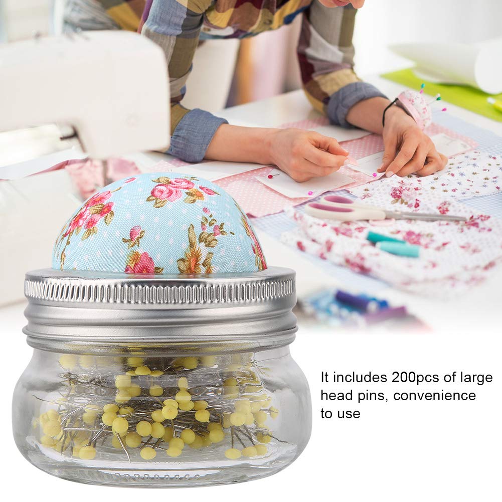 Haosie 200PCS Sewing Pins with Glass Bottle & Pin Cushion - Ball Head Straight Quilting Pins Kit for Sewing, Crafting & DIY Projects | Perfect for Dressmaking, Fabric Arts & Home Sewing Needs