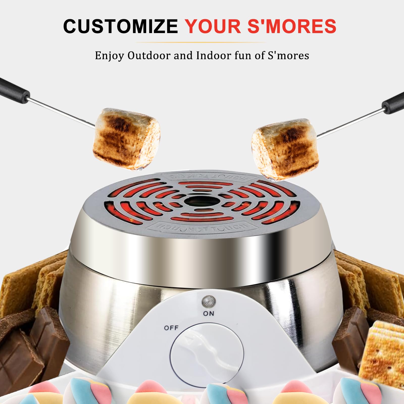 Electric Smores Maker Kit - Flameless Indoor S'mores Maker for Tabletop, 120V - Perfect for Movie Nights, Housewarming & Christmas Gifts - Great for Family Gatherings, Camping at Home & Holiday Parties