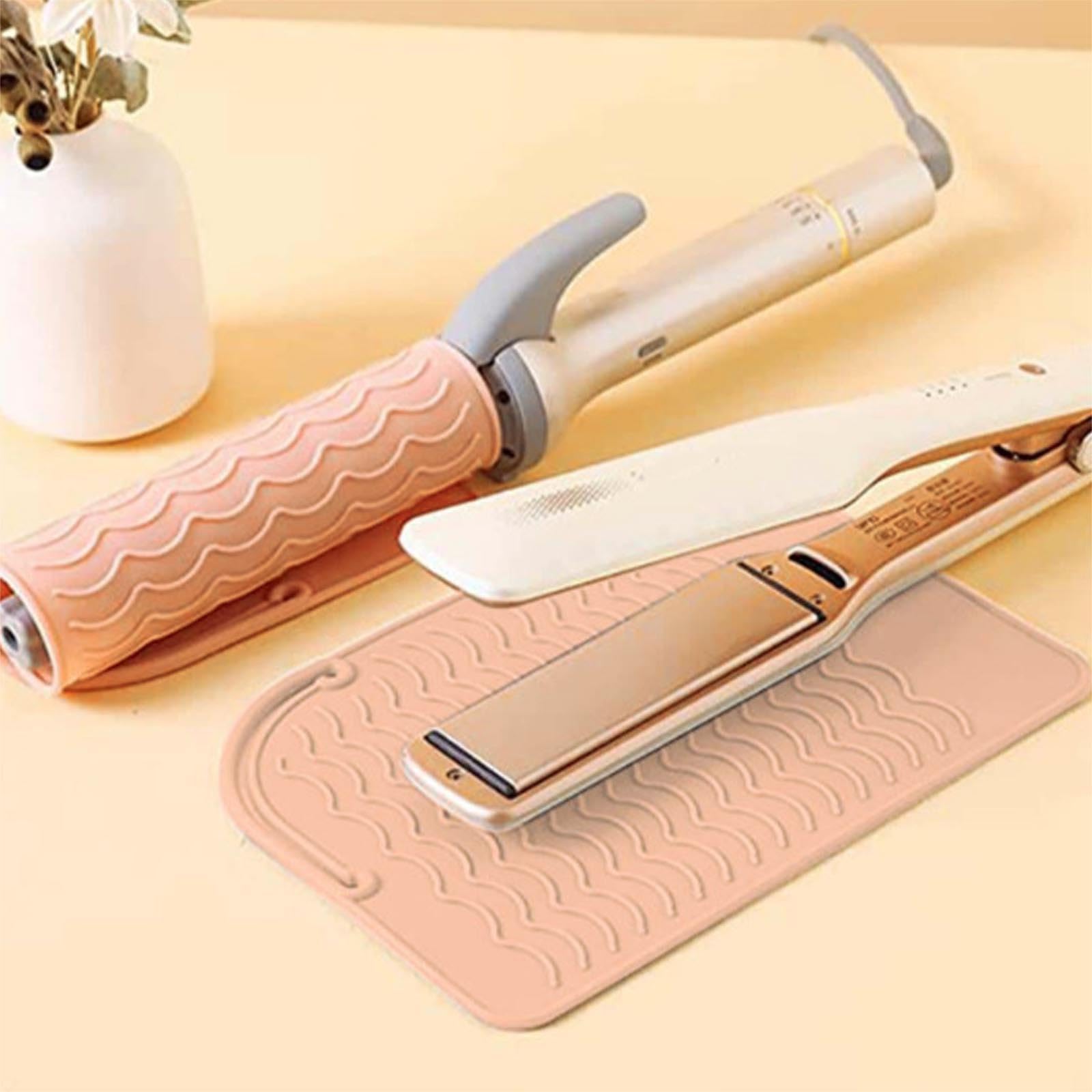 AYNKH Heat Resistant Gloves & Silicone Mat Set - 2 Pack Professional Hair Straightener Protection for Stylists & Home Use | Salon-Grade Thermal Safety Equipment for Flat Irons & Hair Tools