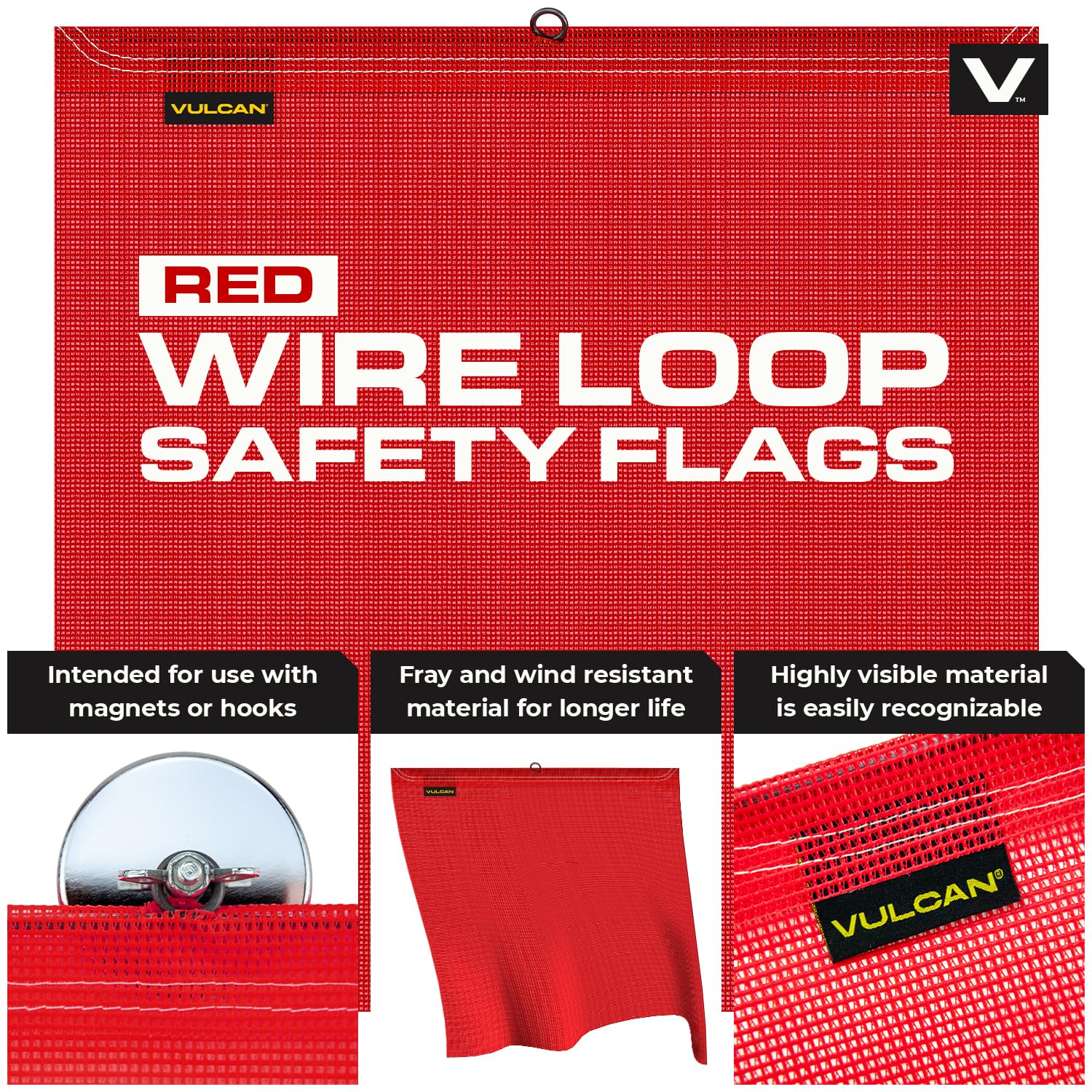 VULCAN Complete Heavy Duty Flags and Magnets Kit - 12 Magnets, 6 Orange & 6 Red Safety Flags with High-Visibility Vented Storage Bag | Perfect for Construction Sites, Road Work, Surveying & Emergency Marking