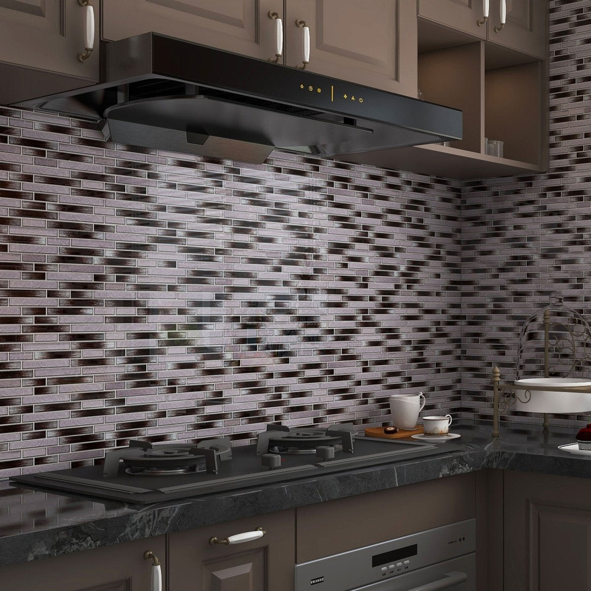 12x12 Inch Chocolate Brown Glass Mosaic Tile - Glossy Finish for Kitchen Backsplash, Bathroom Wall, and Pool Designs