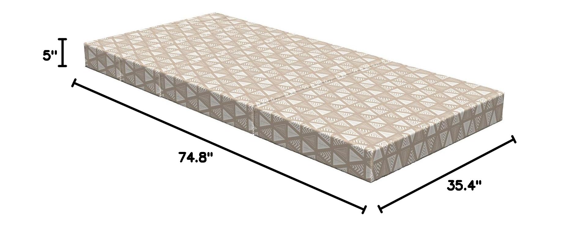 Ambesonne Geometric Foldable Mattress - Abstract Neutral Triangle Design, 74.8