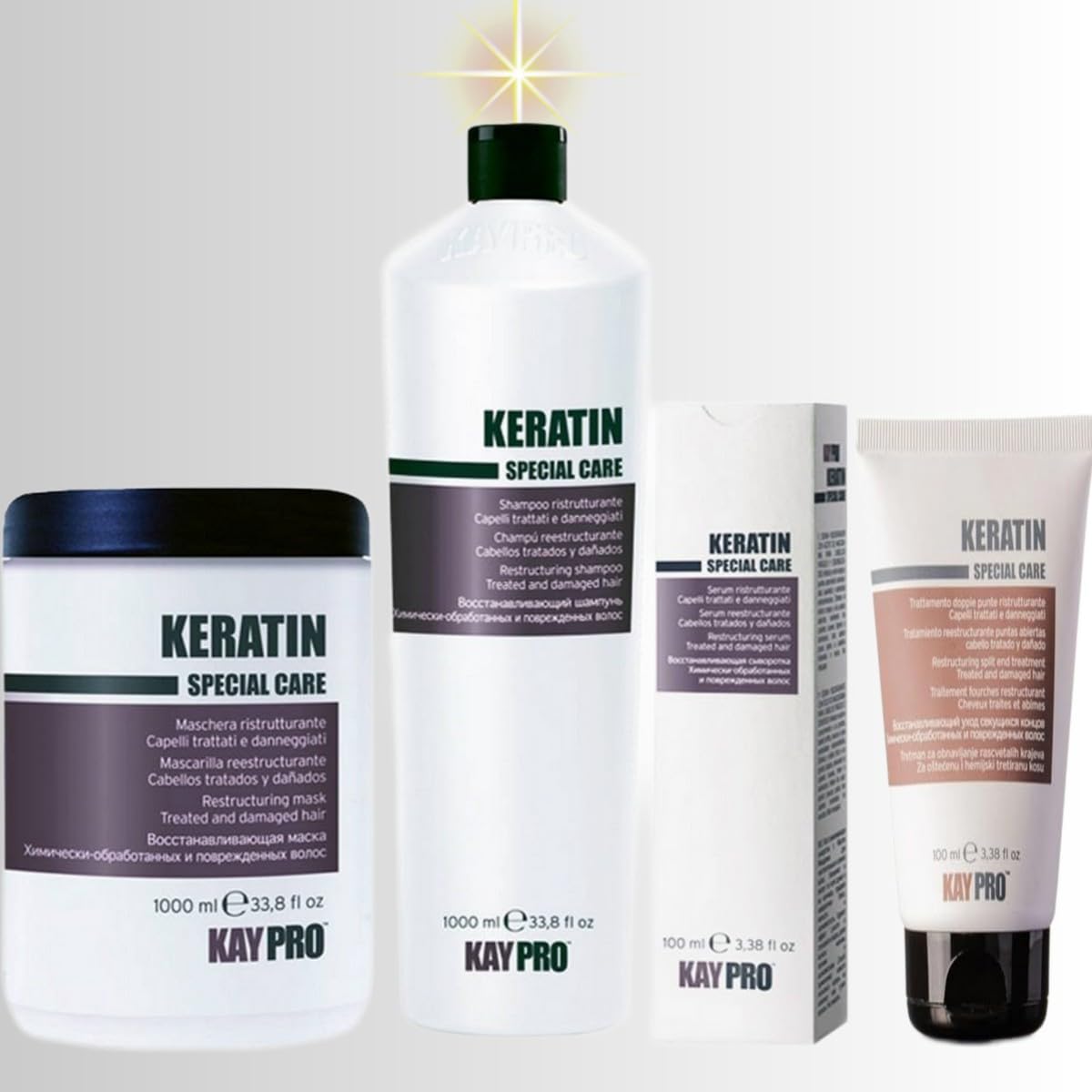 Keratin Treatment for Damaged Hair - Repair & Strengthen (4-Piece Set) - Salon-Quality Hair Care for Dry, Frizzy & Color-Treated Hair - At-Home Deep Conditioning Treatment