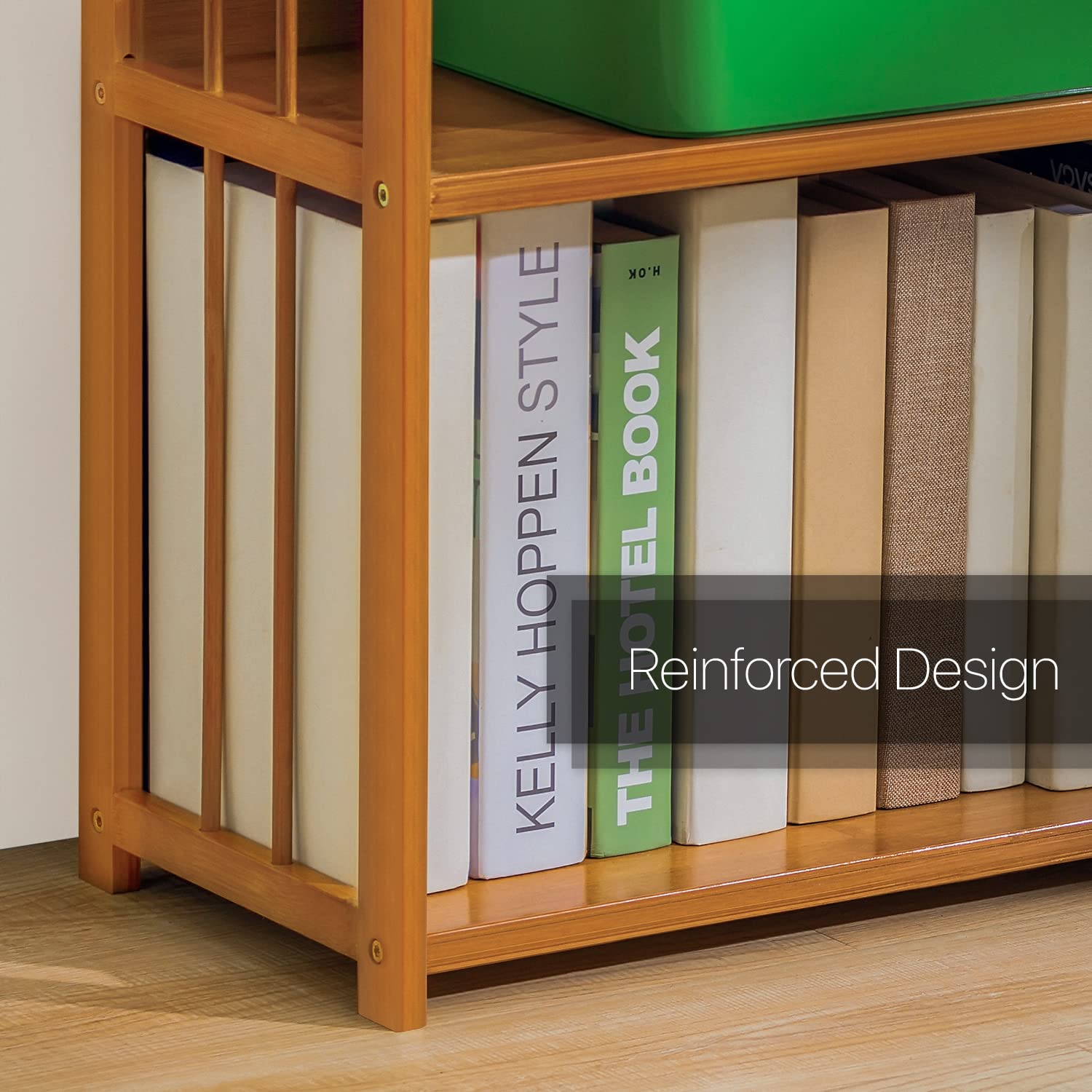 MoNiBloom 6-Tier Adjustable Bamboo Bookshelf - Tall Bookcase Organizer with Free Standing Storage for Living Room, Study, Office & Balcony - Natural Wood Shelf for Books, Plants & Home Decor
