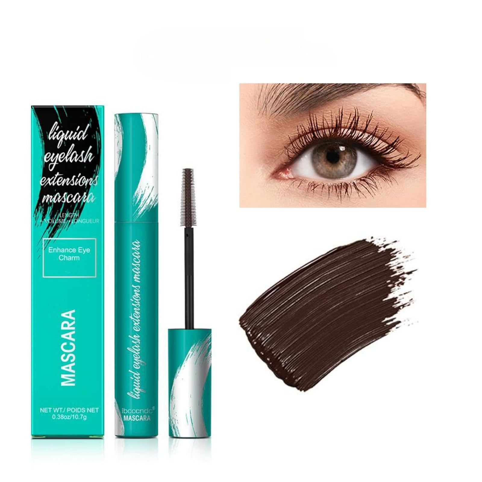 Waterproof Brown Mascara for Long-Lasting Lash Extensions - Natural Lengthening & Thickening, Smudge-Proof & Sweat Resistant (10.7g/0.38oz) - Perfect for Daily Wear, Special Occasions & Active Lifestyles