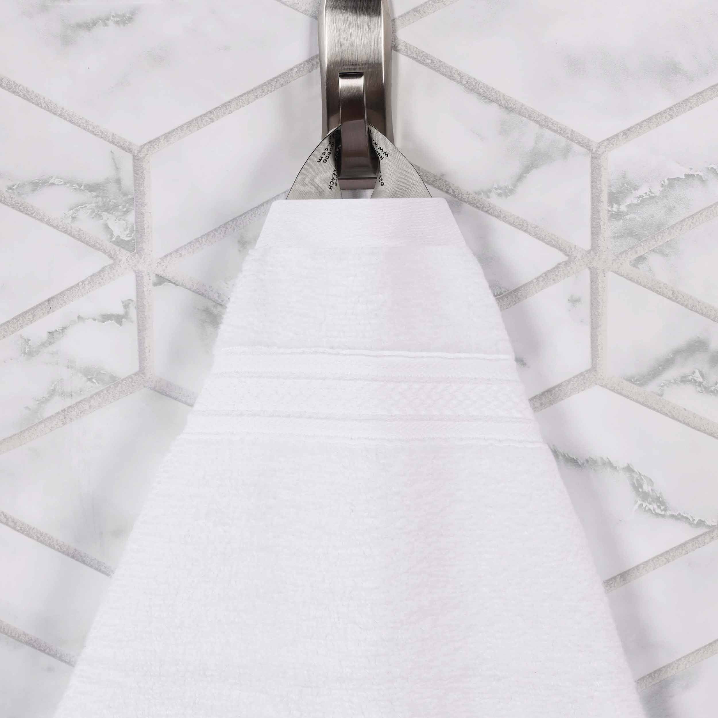 Premium 100% Zero Twist Cotton Hand Towels - Set of 6 | Soft & Absorbent Solid & Jacquard Chevron Design | Perfect for Bathroom, Kitchen & Guest Use