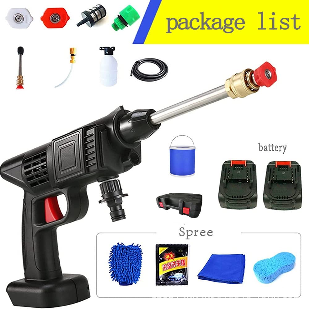 24V Portable Power Cleaner with 2 Batteries & Charger - Handheld Pressure Washer for Car, Fence, Patio Cleaning - Includes Storage Box & Folding Bucket - Ideal for Outdoor, Home & Vehicle Maintenance
