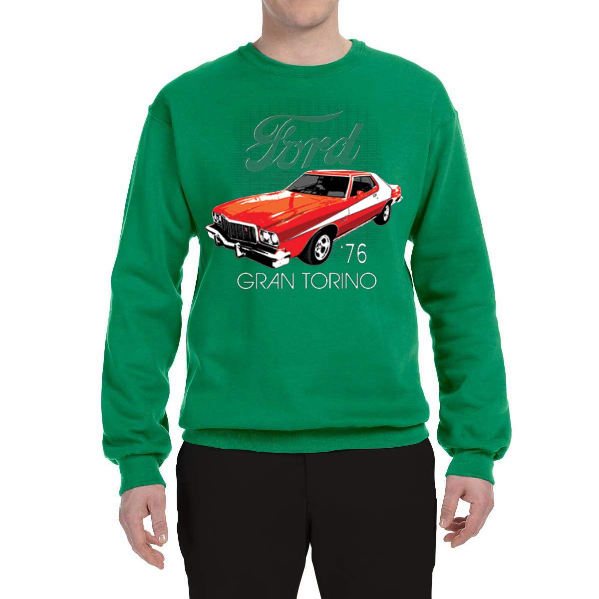 Wild Bobby Ford '76 Gran Torino Vintage Car Graphic Sweatshirt - Retro Unisex Crewneck Pullover for Men & Women - Perfect for Car Enthusiasts, Movie Fans, and Casual Wear