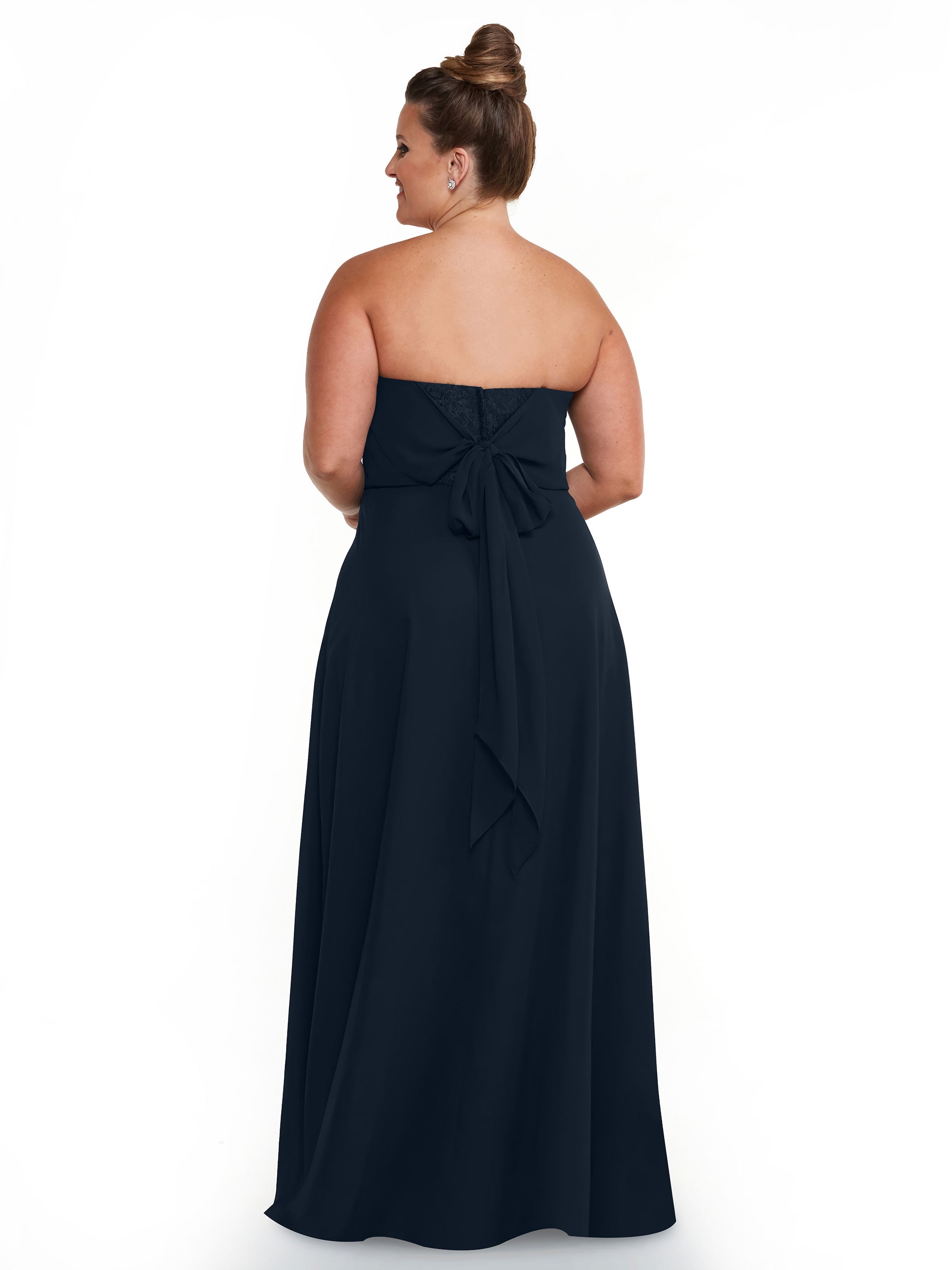 Elegant 80143 Chiffon Strapless Sweetheart Bridesmaid Dress with Lace & High Slit - Perfect for Weddings, Prom & Formal Events