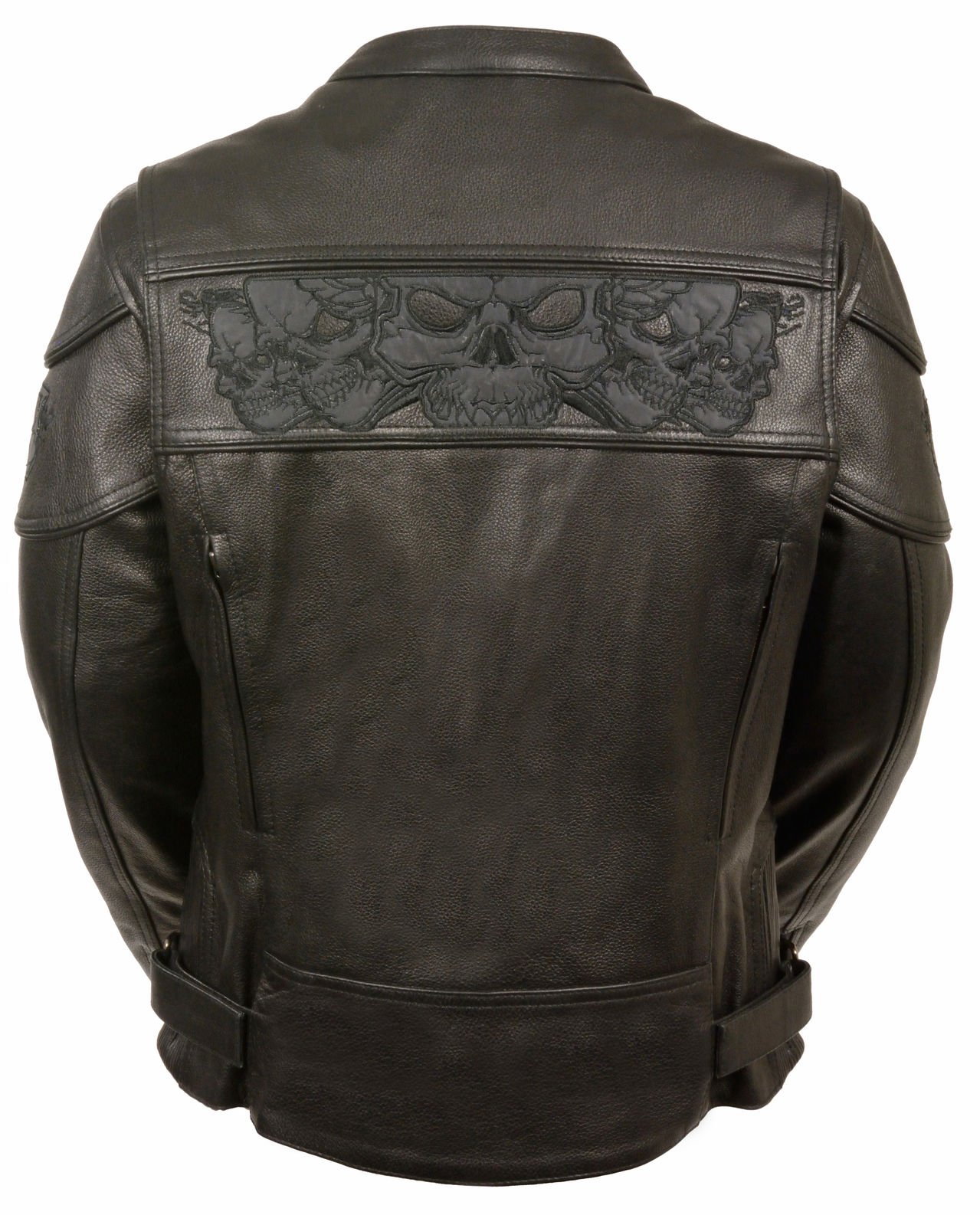 Milwaukee Leather Women's Crossover Leather Scooter Jacket with Reflective Skulls - Black, Medium | Stylish Motorcycle Riding Jacket for Urban Commuting & Night Safety