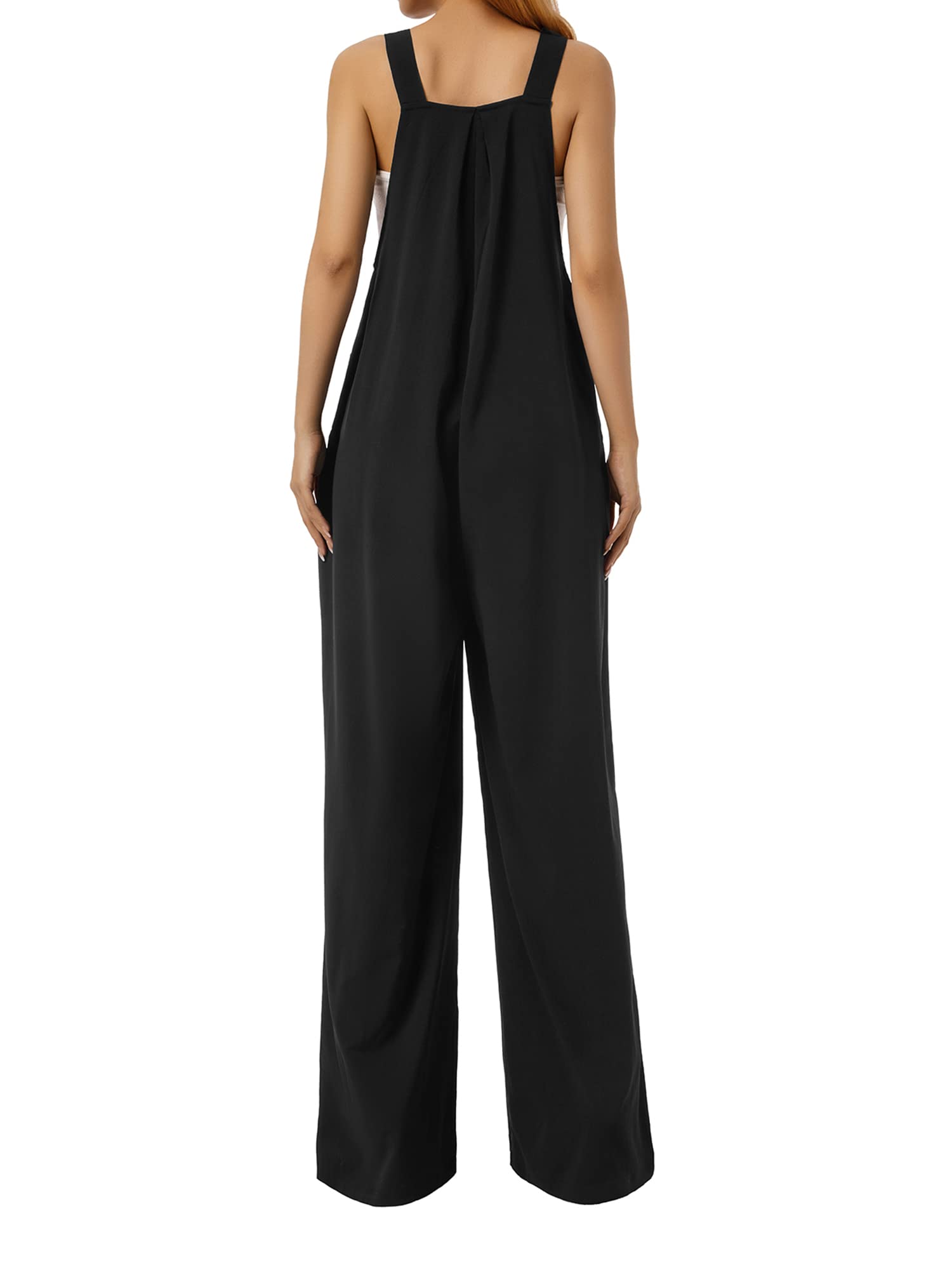 Kaipiclos Women's Loose Fit Linen Overalls - Plus Size Wide Leg Jumpsuit with Pockets | Solid Color Denim Suspenders for Casual Summer Outfits & Boho Fashion