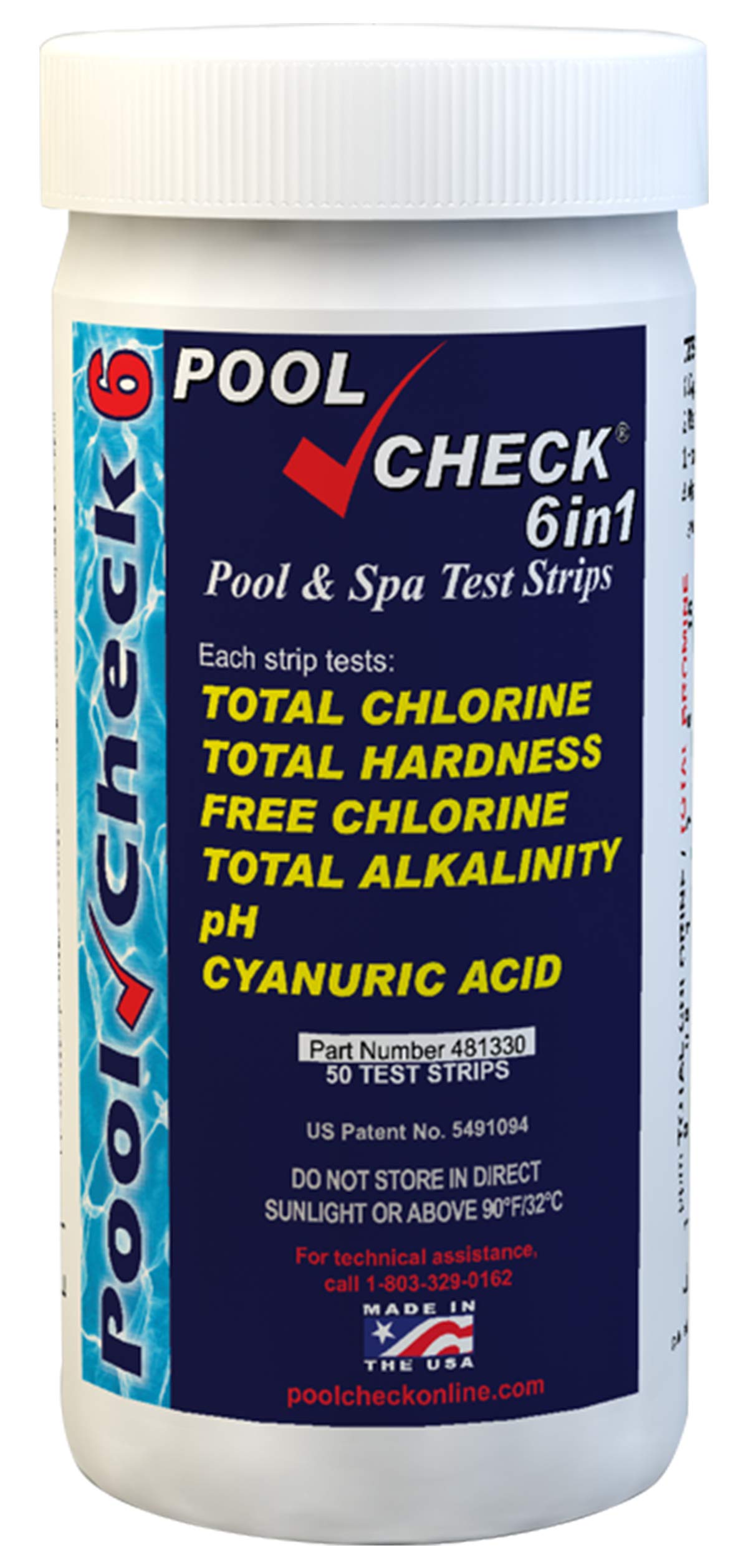 Industrial Test Systems 481330 6-in-1 Pool Water Test Kit - Accurate pH, Chlorine, Alkalinity Testing for Swimming Pools, Spas & Hot Tubs | Easy Water Quality Monitoring for Home & Commercial Use