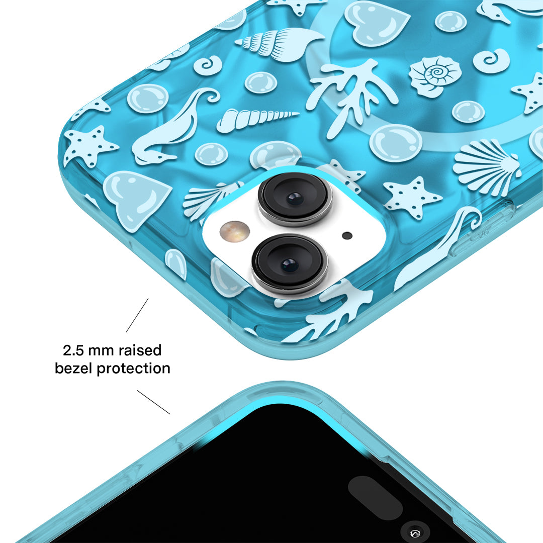 Aquamarine Holographic iPhone Case - Protective & Stylish Cover for iPhone 13/14/15 - Perfect for Everyday Use, Travel & Gifting