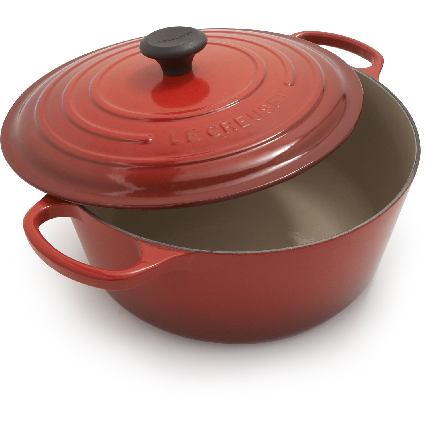 Le Creuset 9 Quart Enameled Cast Iron Dutch Oven - Signature Round Pot for Braising, Roasting & Baking | Cerise Red | Perfect for Soups, Stews & Family Dinners