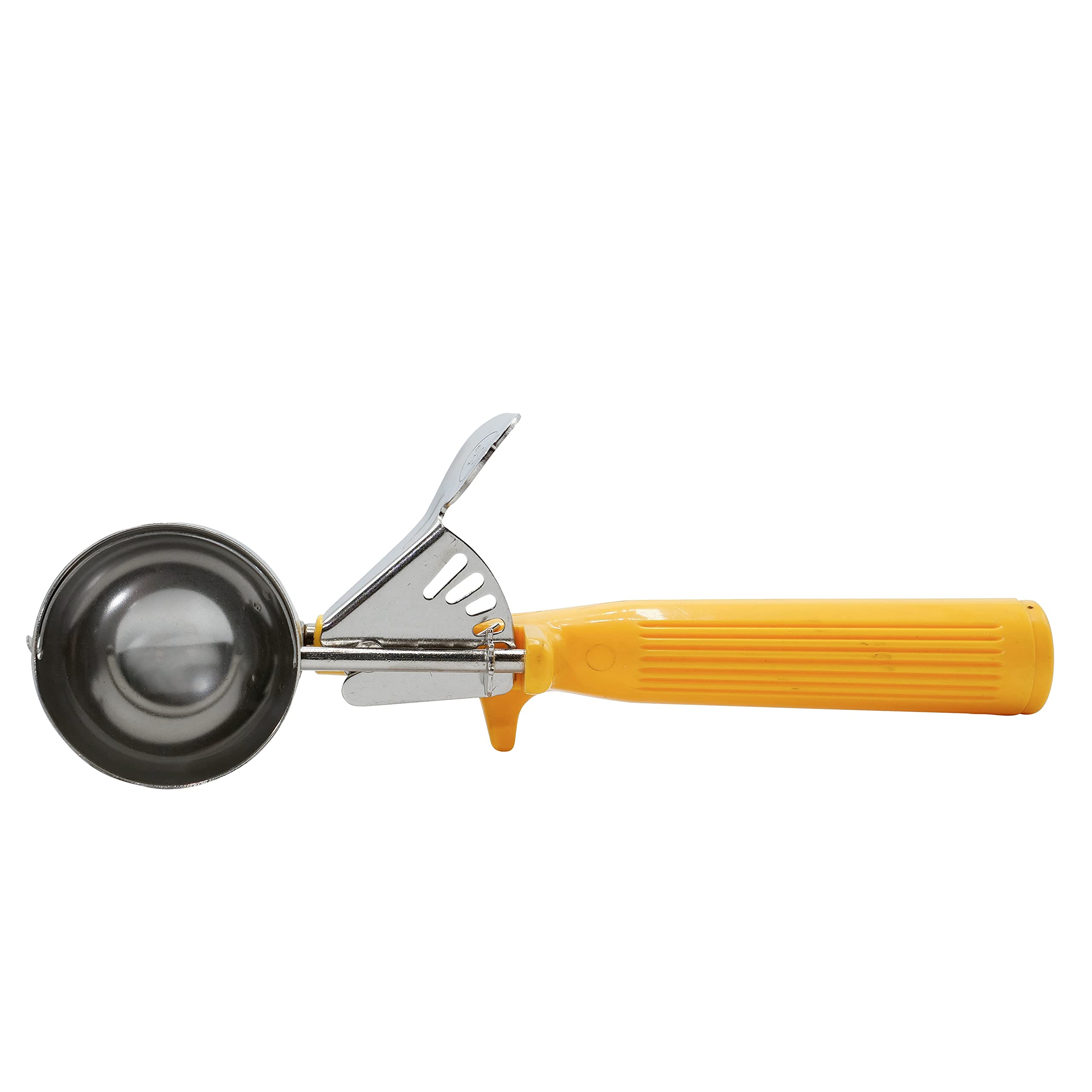 Premium Stainless Steel Ice Cream Scoop with Trigger Lever & Non-Slip Yellow Handle - Heavy Duty Aluminum Scooper for Gelato, Sorbet, Cookie Dough, Italian Ice - Perfect for Ice Cream Shops, Bakeries & Home Kitchen Use (20 Pack)