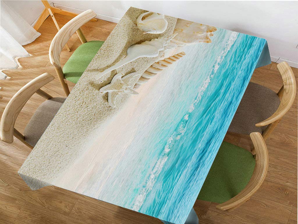 60 x 90 Inch Decorative Rectangle Tablecloth - Starfish Seascape Beach Theme Waterproof Table Cover for Dining, BBQ, Picnic & Coffee Tables | Perfect for Coastal Decor, Outdoor Parties & Summer Entertaining