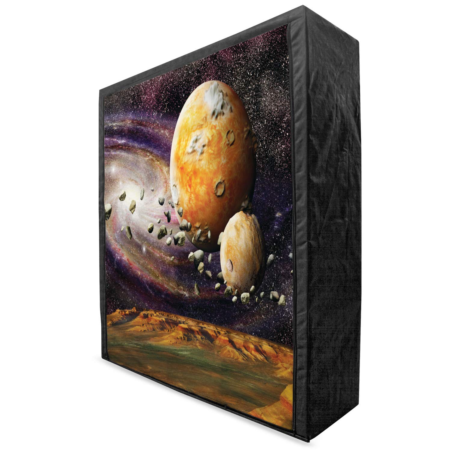 Ambesonne Galaxy Portable Fabric Wardrobe - Space Themed Clothing Organizer with Shelves, 59
