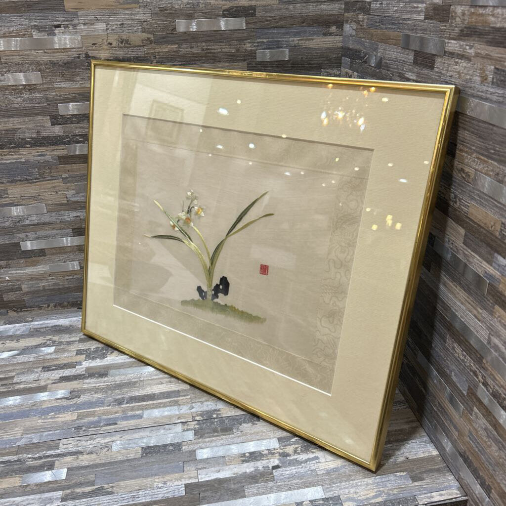 19x16 Framed Silk Artwork - Elegant Handmade Silk Painting for Home & Office Decor | Perfect for Living Room, Bedroom, or Gift