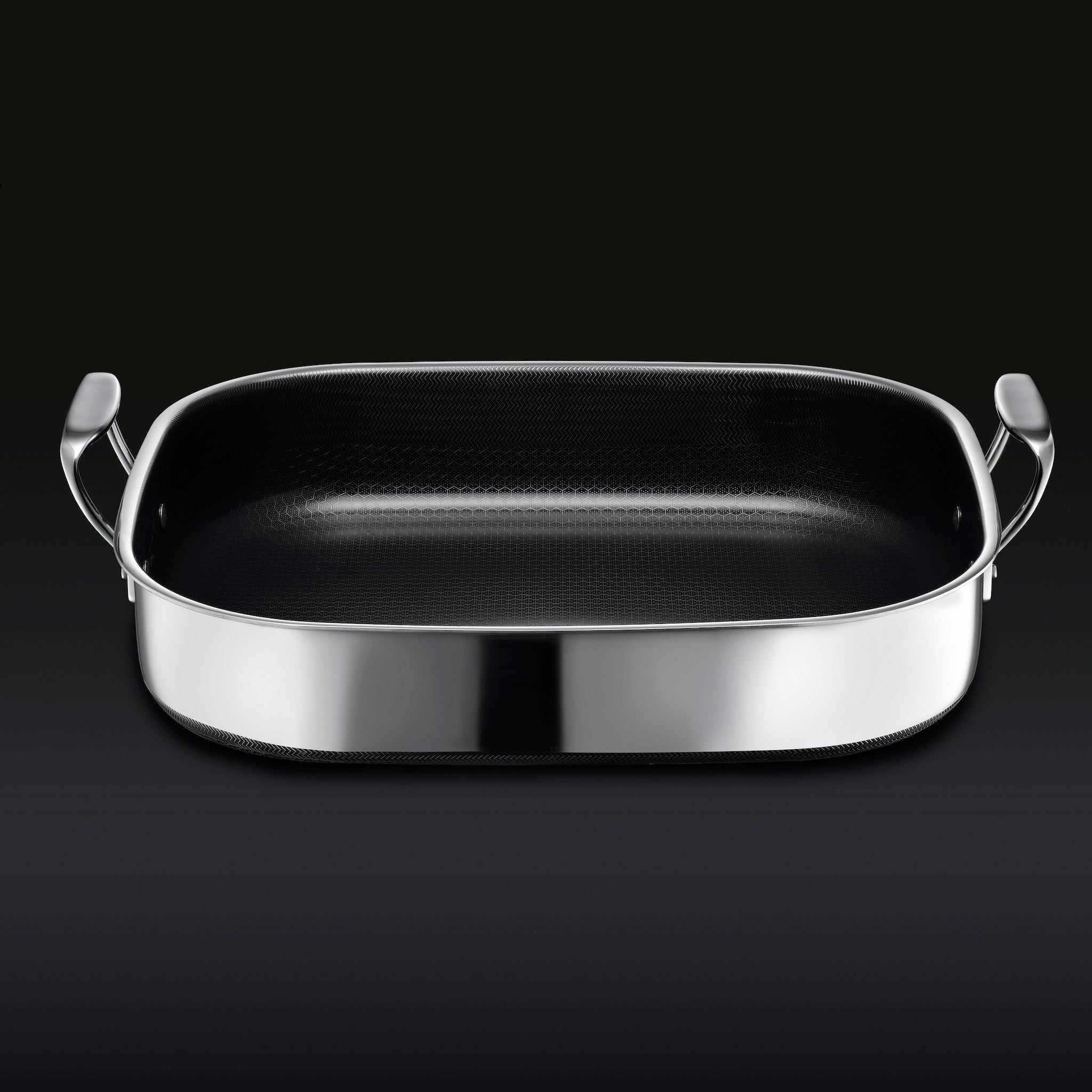 HexClad Hybrid Stainless Steel Roasting Pan with Nonstick Coating - Oven Safe, Dishwasher Safe - Perfect for Roasting Turkey, Chicken, and Vegetables for Holidays & Family Dinners