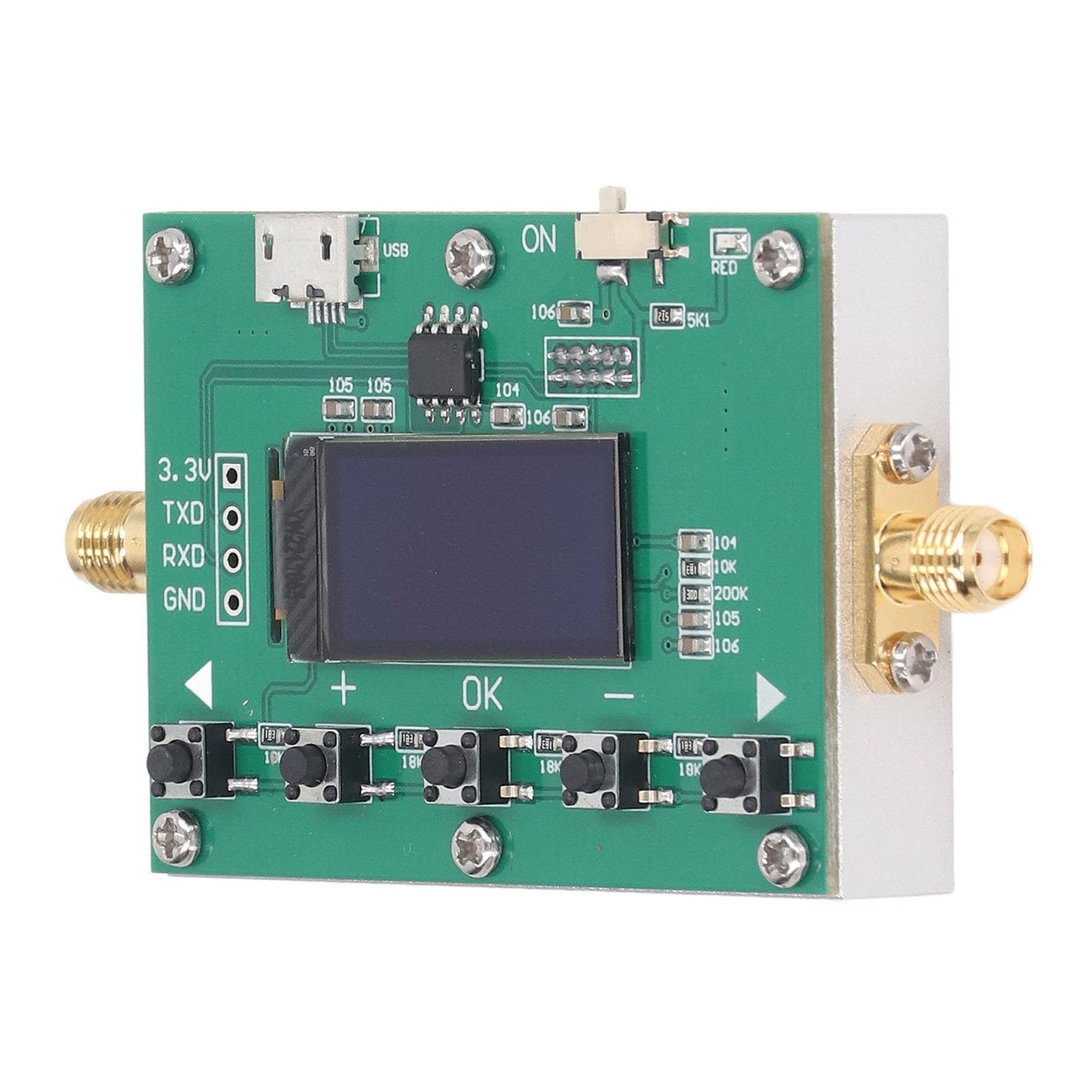 6GHz 30dB Programmable RF Digital Attenuator Module with 0.25dB Step & OLED Display - Compact Aluminum CNC Case for Lab Testing, Signal Conditioning & Wireless Communication Systems