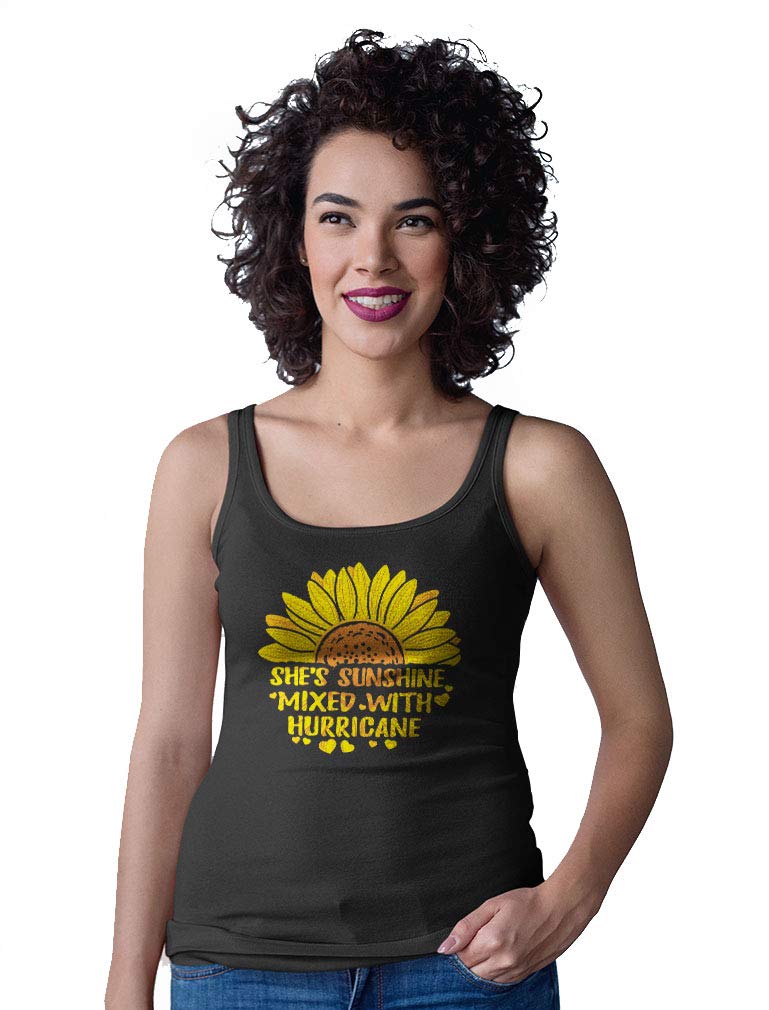 Sunflower Tank Tops for Women - Summer Casual Racerback Tops - Cute Floral Sleeveless Shirts for Girls - Perfect for Beach, Picnic & Summer Outfits
