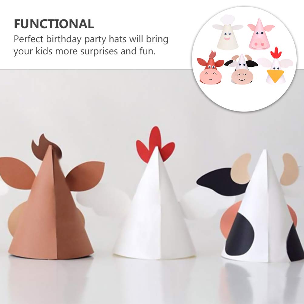 ABOOFAN 5 Pack Baby Birthday Party Hats - Cute Animal Cartoon Design Glitter Paper Hats for Kids Birthday, New Year & Shower Celebrations - Perfect for 1st Birthday, Photo Props & Themed Parties