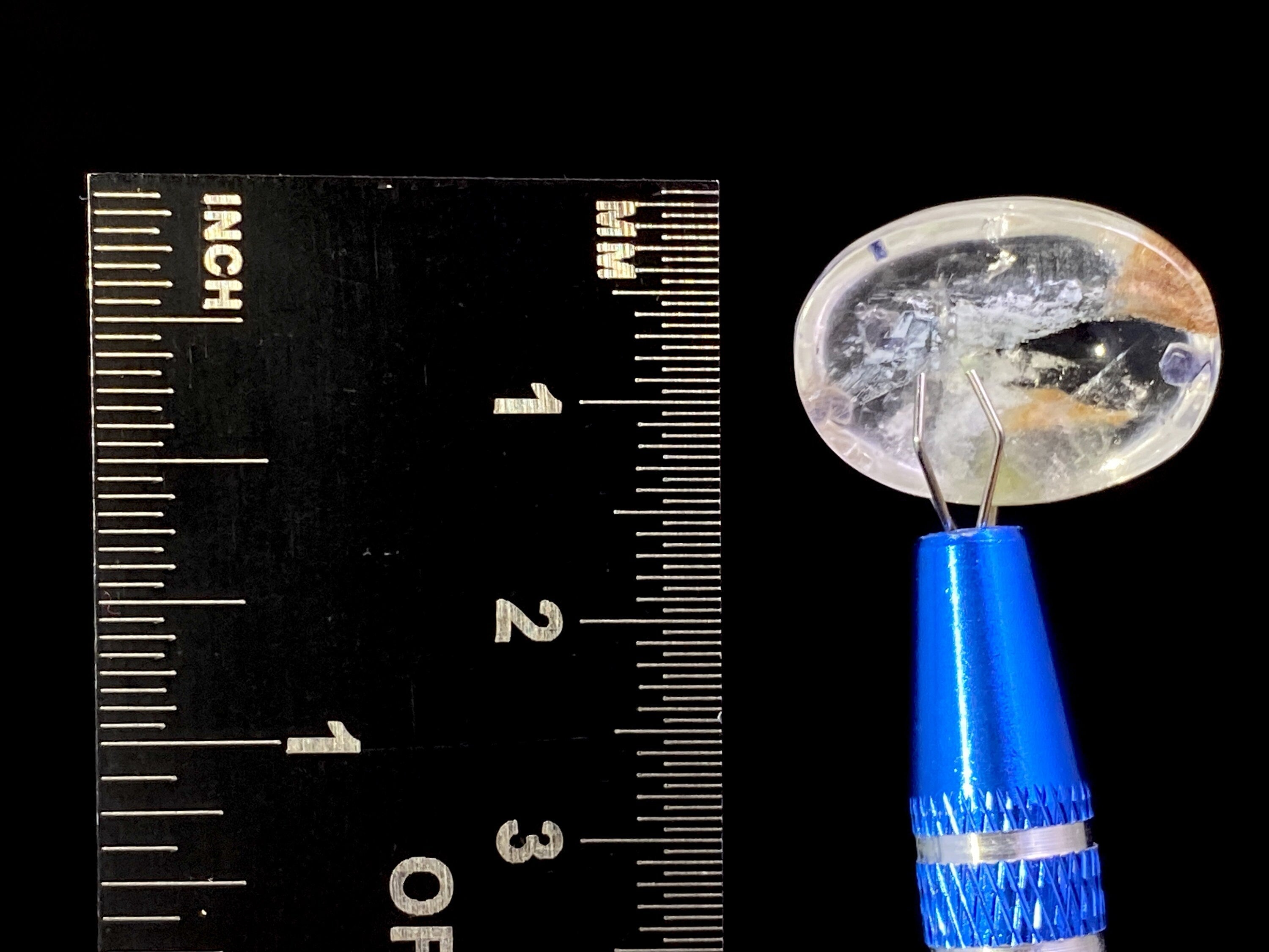 Fluorite in Clear Quartz Cabochon - Rare Gemstone for Jewelry Making, Healing Crystals (47451) | Perfect for Pendants, Rings & Spiritual Healing