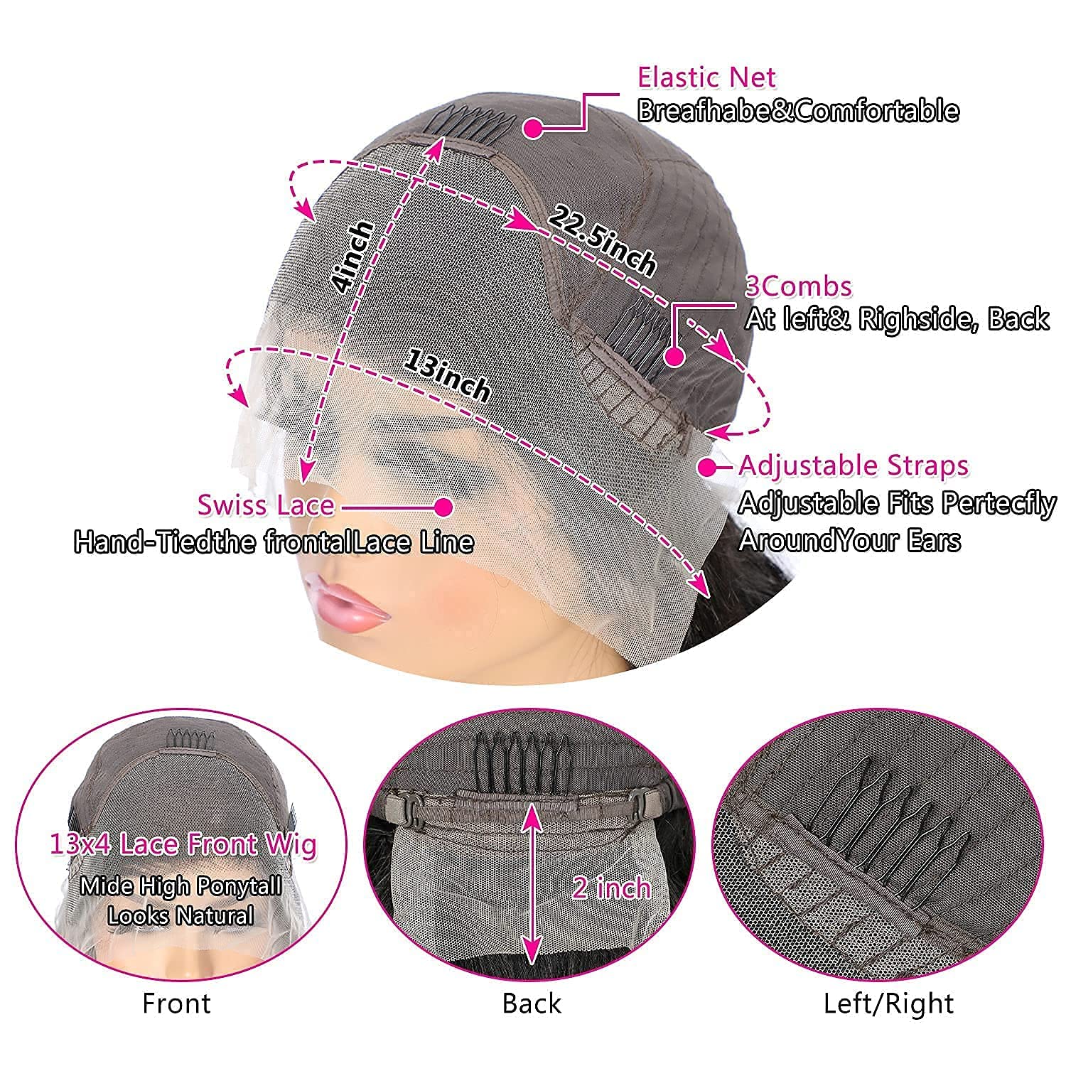 Larima Bob Wig 14Inch Human Hair - 13x4 HD Lace Front Wigs with Body Wave, 180% Density, Pre-Plucked, Glueless, Unprocessed Brazilian Virgin Hair (Natural Color) for Daily Wear, Parties & Special Occasions