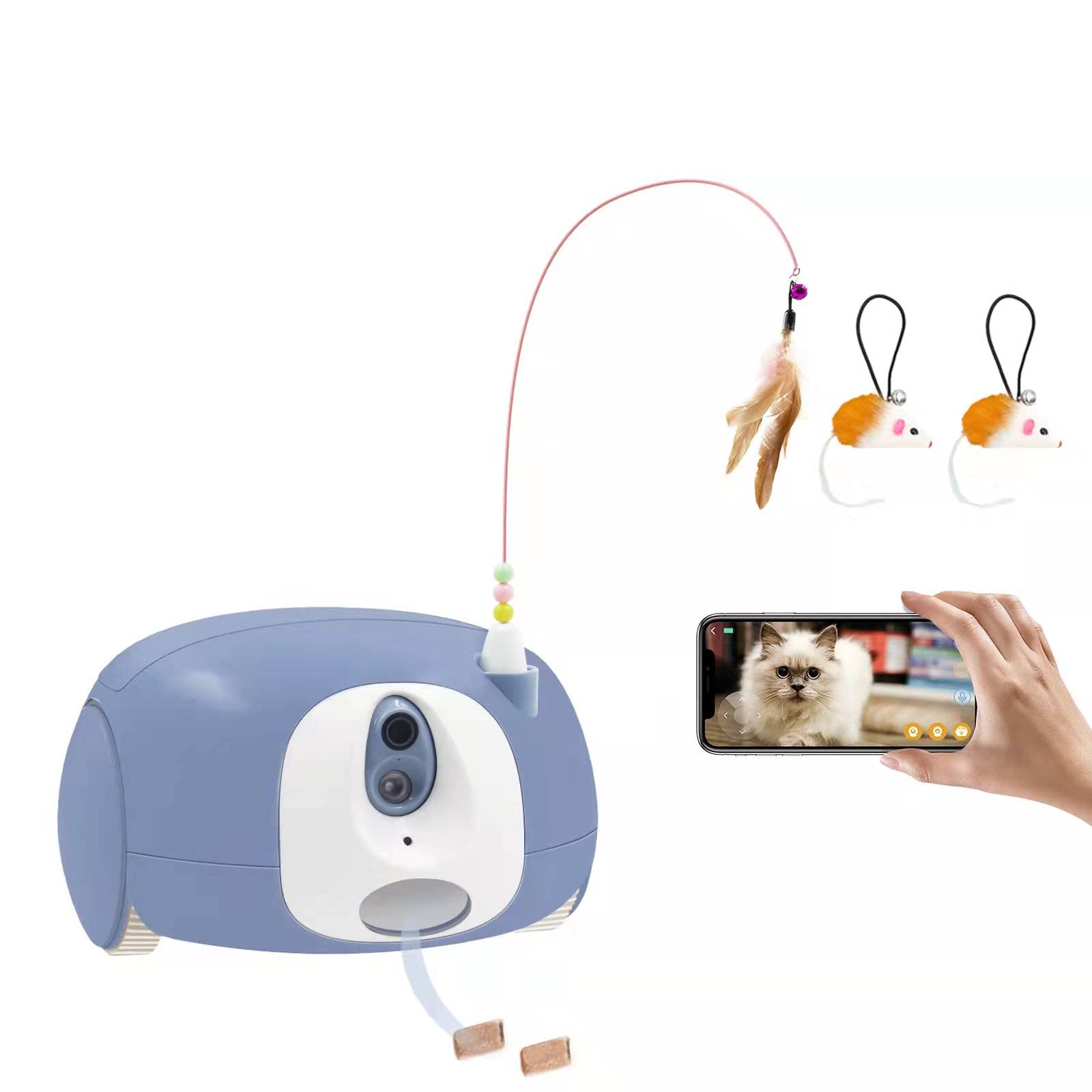 Pumpkii Automatic Pet Camera & Treat Dispenser - Interactive Cat & Dog Toy with 2-Way Audio, HD Video & Phone App Control - Perfect for Training, Play & Monitoring Pets at Home