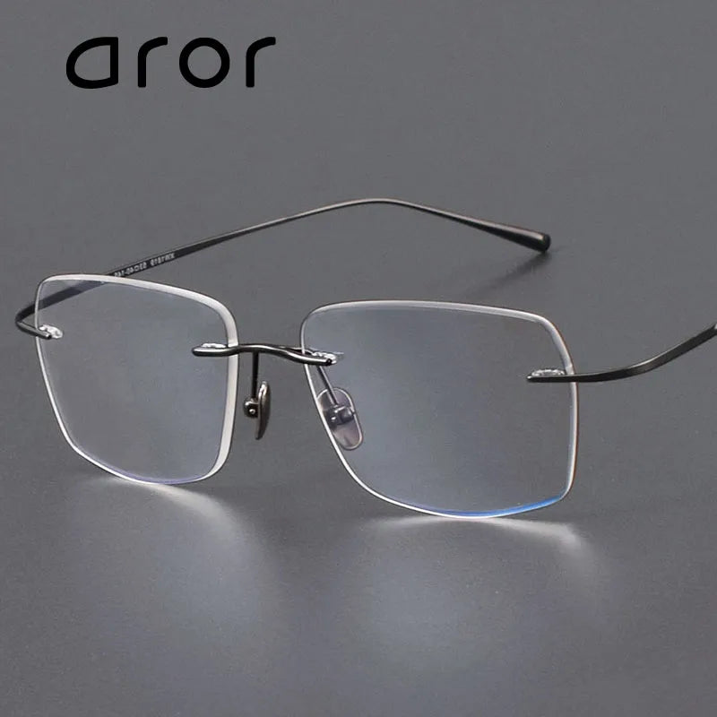 Aror Women's Rimless Irregular Square Titanium Eyeglasses 41819 - Lightweight & Durable Titanium Frame for Fashion & Reading Glasses - Perfect for Office, Driving, and Daily Wear