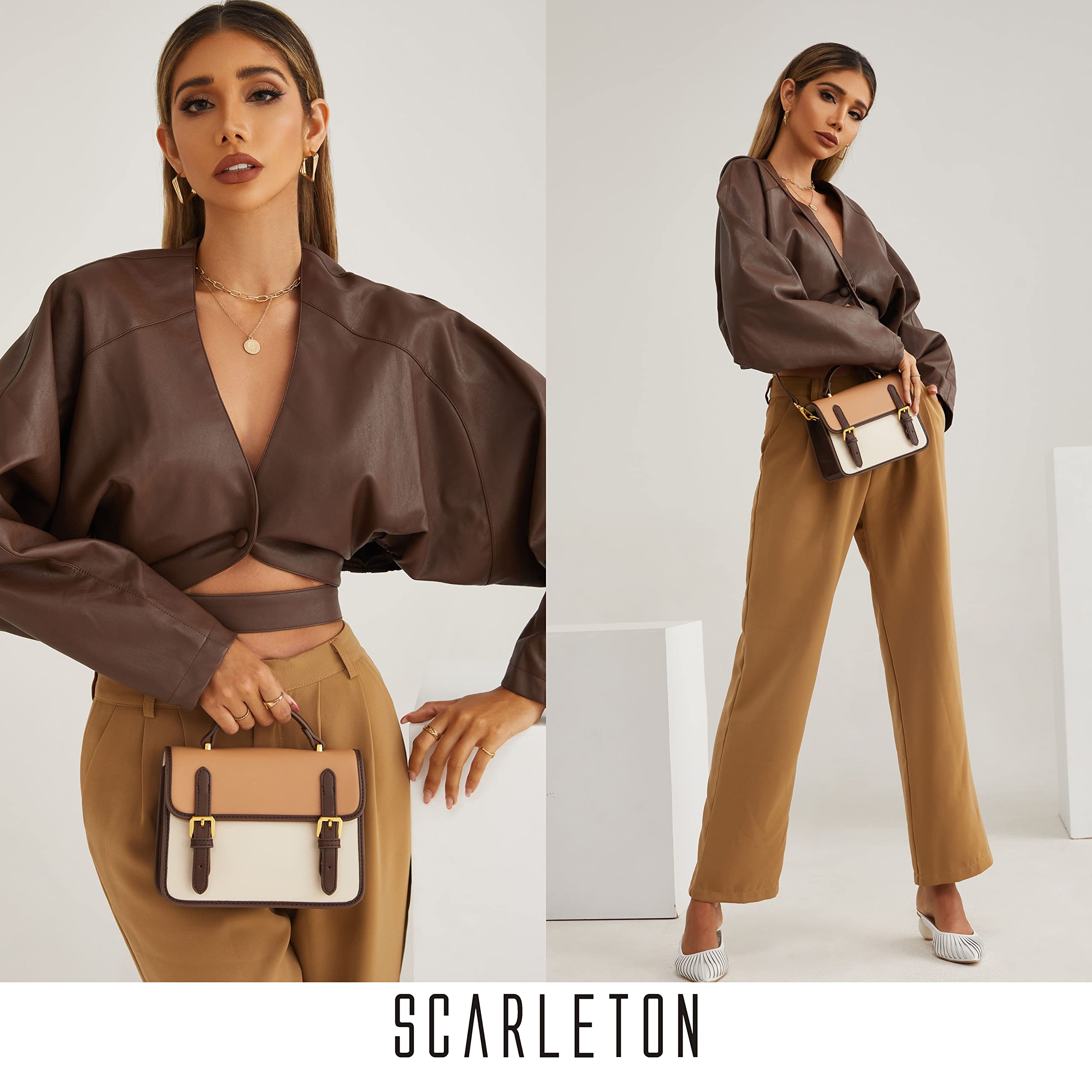 Stylish Scarleton Crossbody Bags for Women - Structured Mini Satchel Purse with Top Handle Shoulder Strap (H2077) | Perfect for Work, Travel & Everyday Use